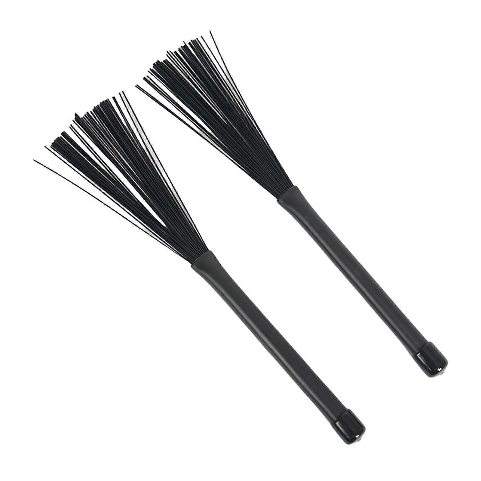 1 pair of sticks, drum brushes with comfortable grip, drum brushes, dowels, nylon, drumsticks, brushes, smooth black