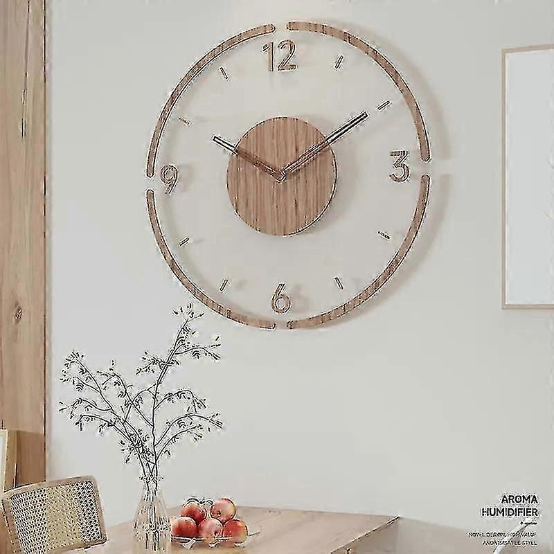 Solid Wood Creative Silent Quartz Clock Wall Clock 35cm Clock Wall New Solid Wood Creative Mute Nordic Minimalist