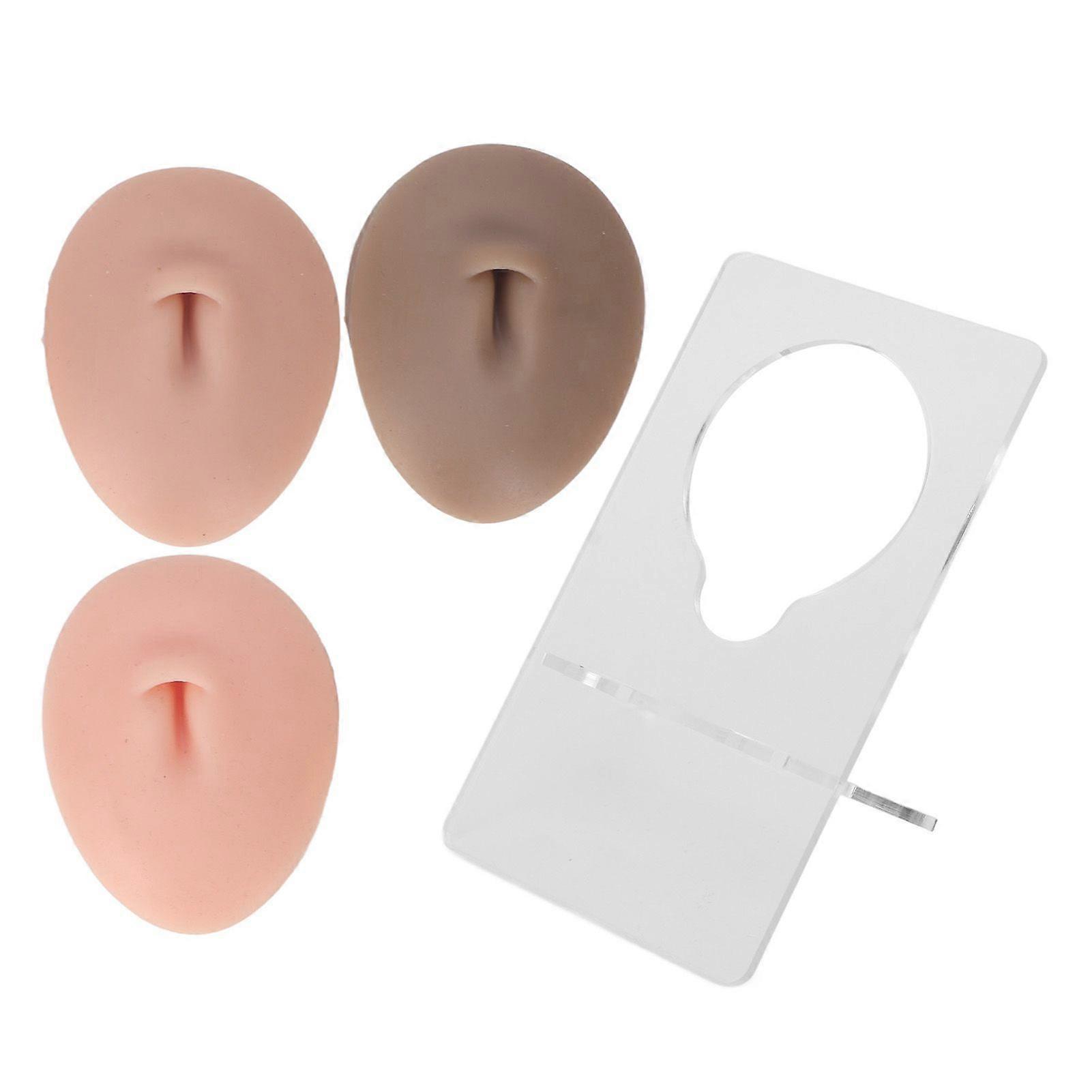 3pcs 3D Silicone Button Belly Model Display Belly Piercing Practice Model for Acupuncture TeachingYMMR)