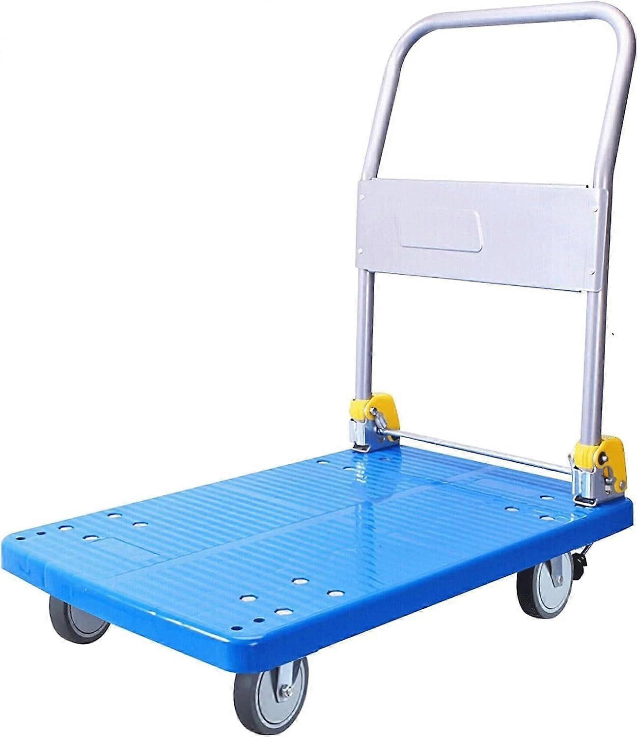 Portable Flat Trolley, Metal Folding Trolley, Mobile Trolley with Four Wheels, Load Capacity 150 kg/300 kg