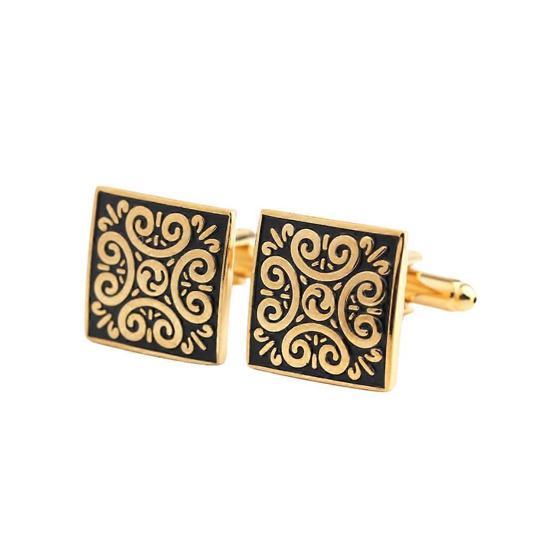 Men's Cufflinks 1 Pair Gold Cufflinks with Vintage Pattern Cufflinks for Men Cufflinks