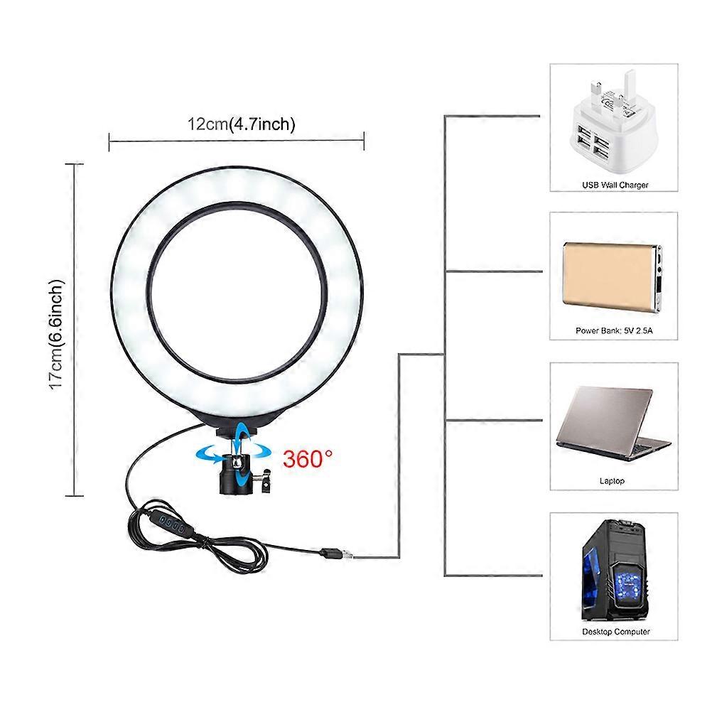 Adjustable Brightness LED Fill Light Ring Shape For Home Use Photography Lighting 12*12CM Black 1Set
