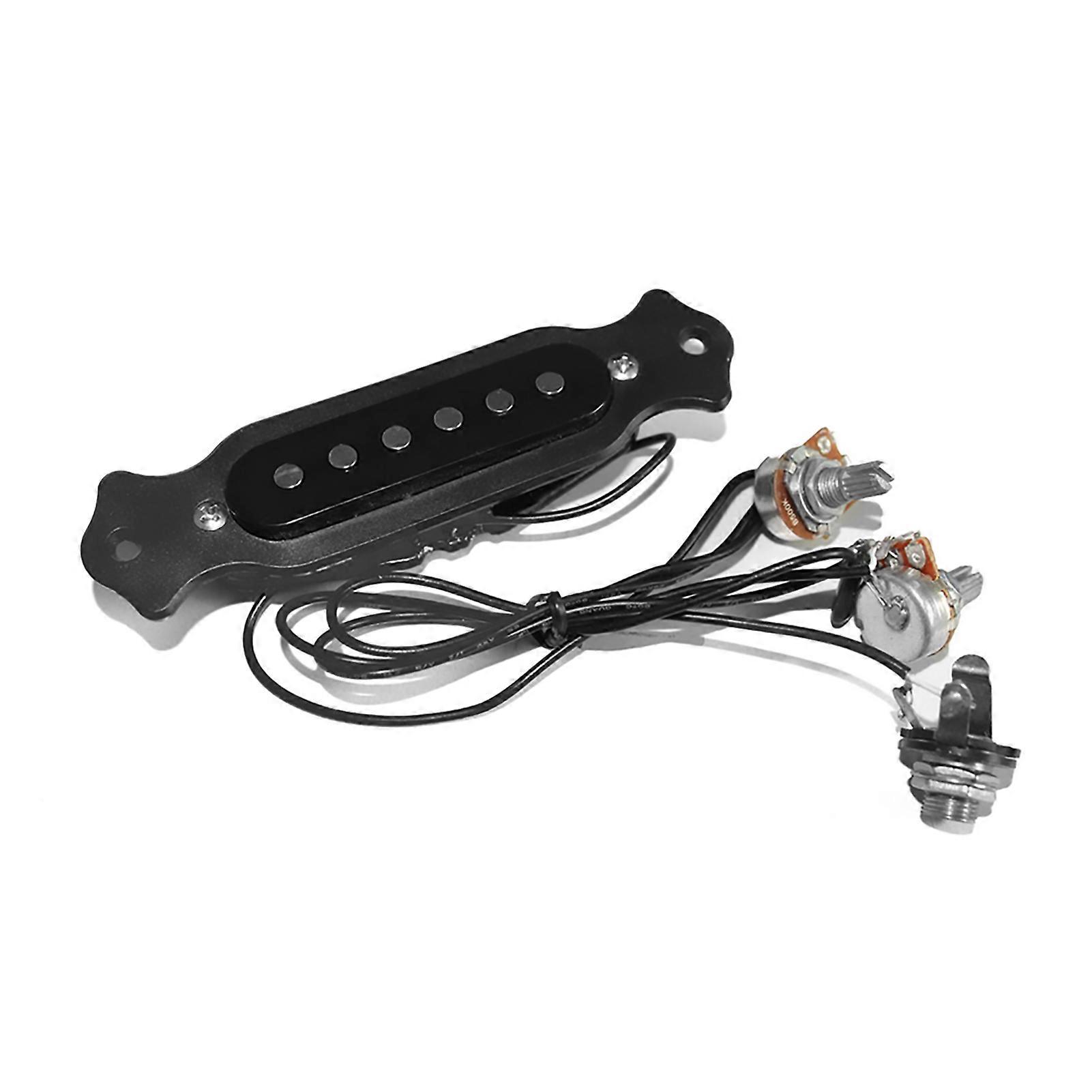 Copper Single Magnetic Coil Noiseless Acoustic Guitar Pickup With Volume Tone Control with Knobs Mounting Screws Set