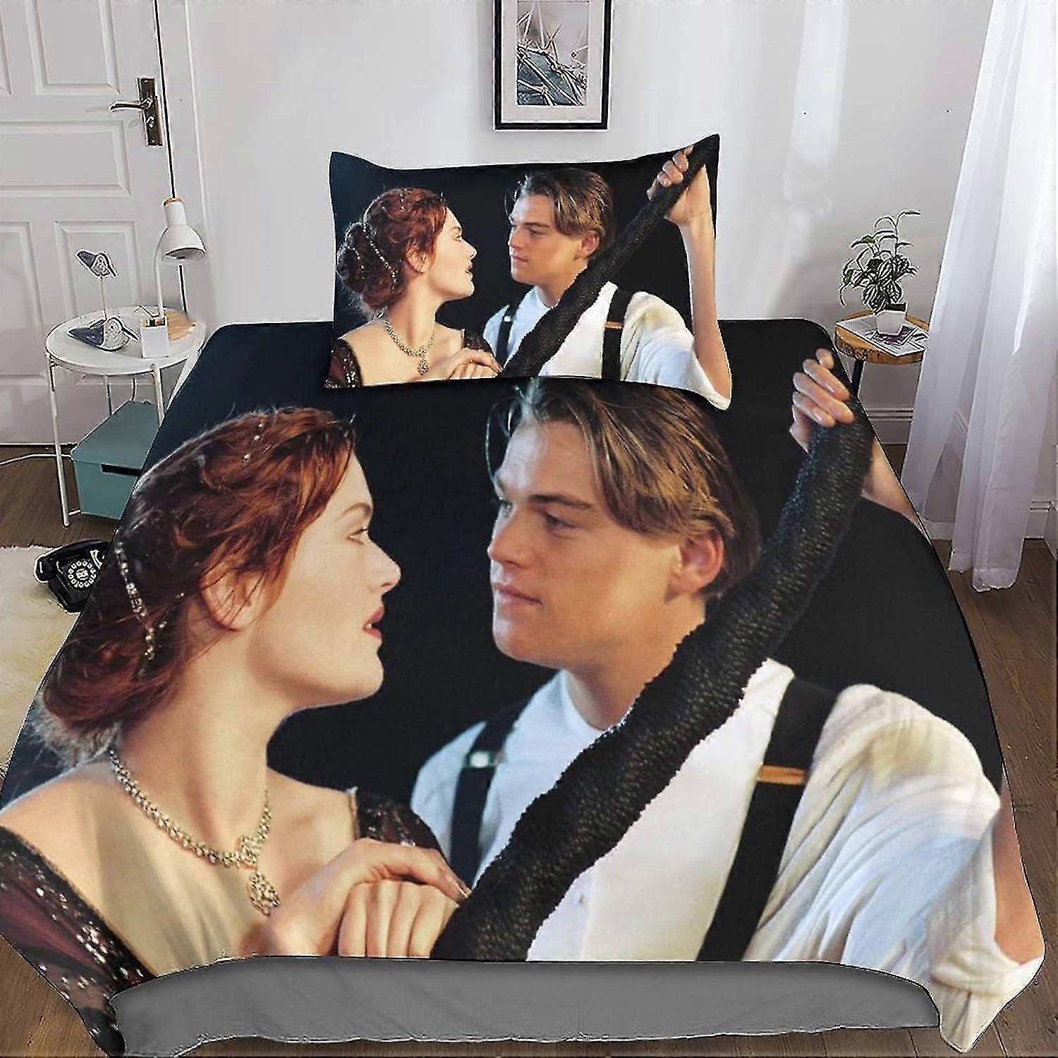 Titanic Movie Inspired Bedding Set 3D Printed Jack And Rose Design Comfortable Duvet Cover Set With Pillowcases