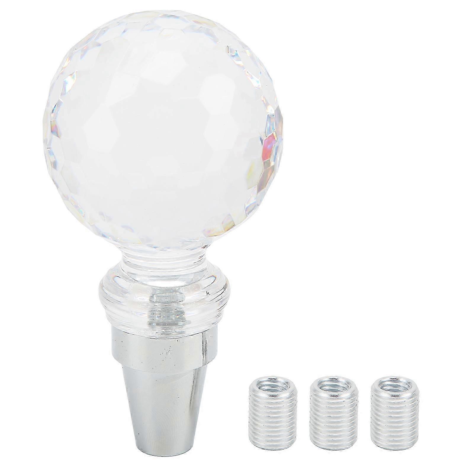 Crystal Gear Shift Lever Knob Ball Shape Universal for Manual Transmission Vehicles with 3 Adapters