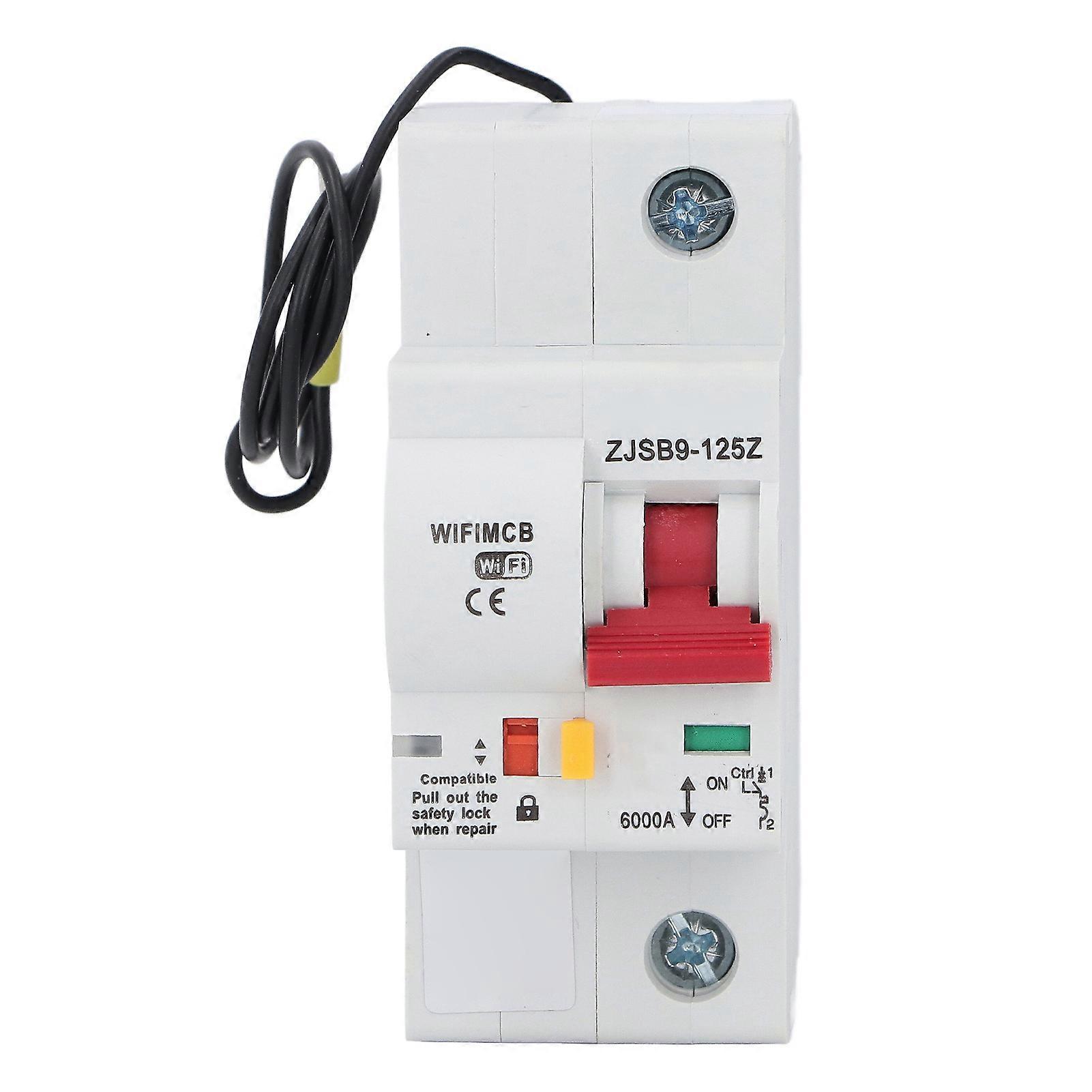 WiFi Circuit Breaker 1P 100A APP Remote Control Smart Circuit Breaker Switch with Timing Function AC220V (AC220‑240V)