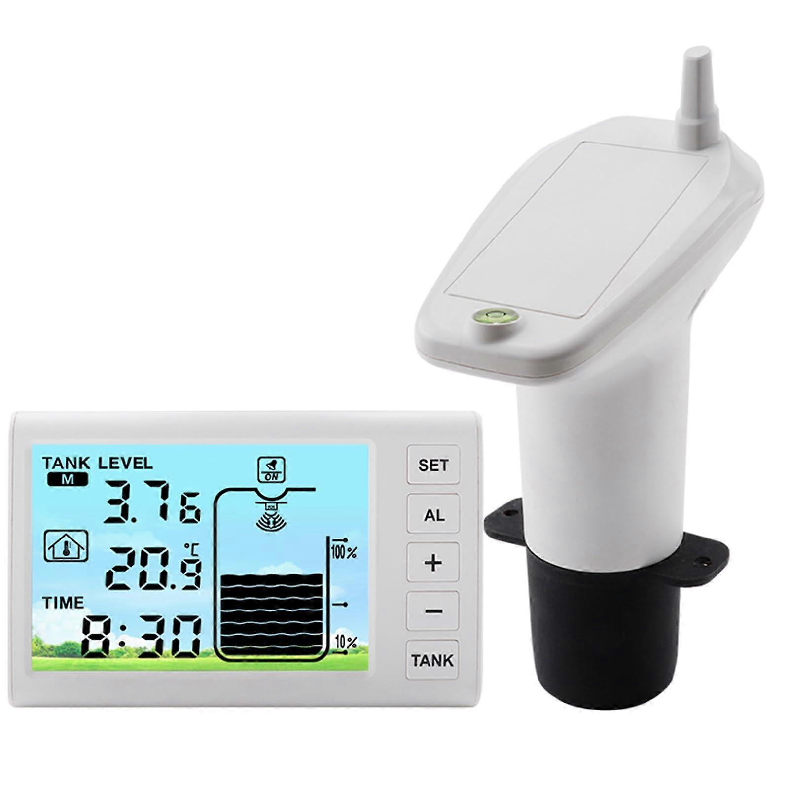 Waterliquid depth measuring device, ultrasonic transmitter, receiver, detector, digital waterliquid measuring device with backlight