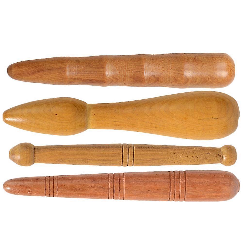 4pcs Wooden Foot Massagers with Natural Acupoint Design for Neck, Foot, and Back Massage – Multi Functional Massage Tool