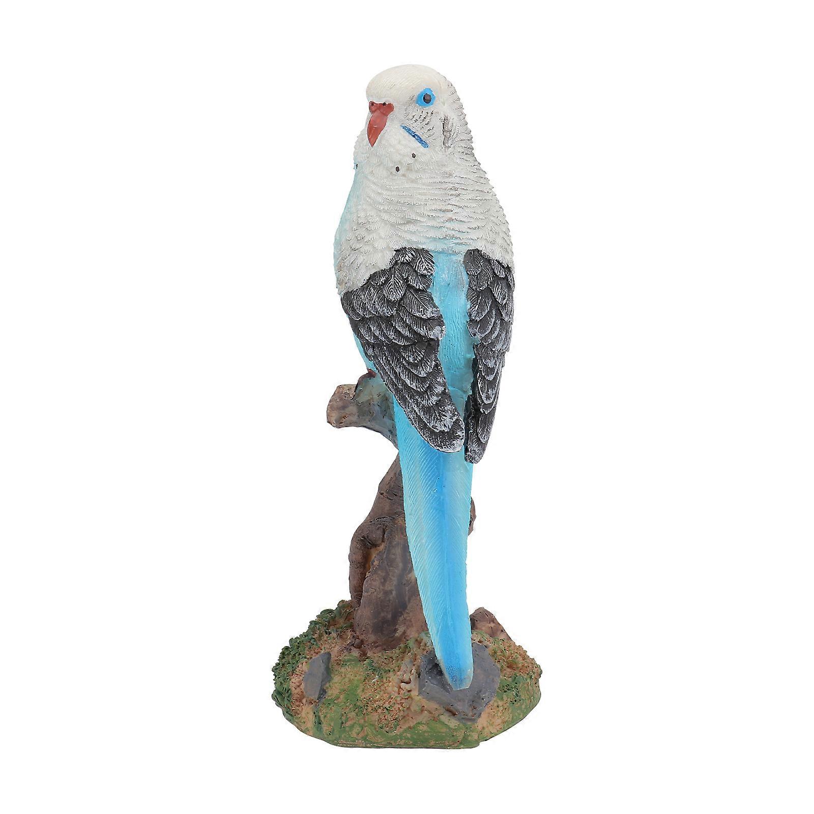 Resin Craft Parrot Model Bright Colors Does Not Fade Easily Miniature Garden Ornament Blue 16x8cm 1Pack