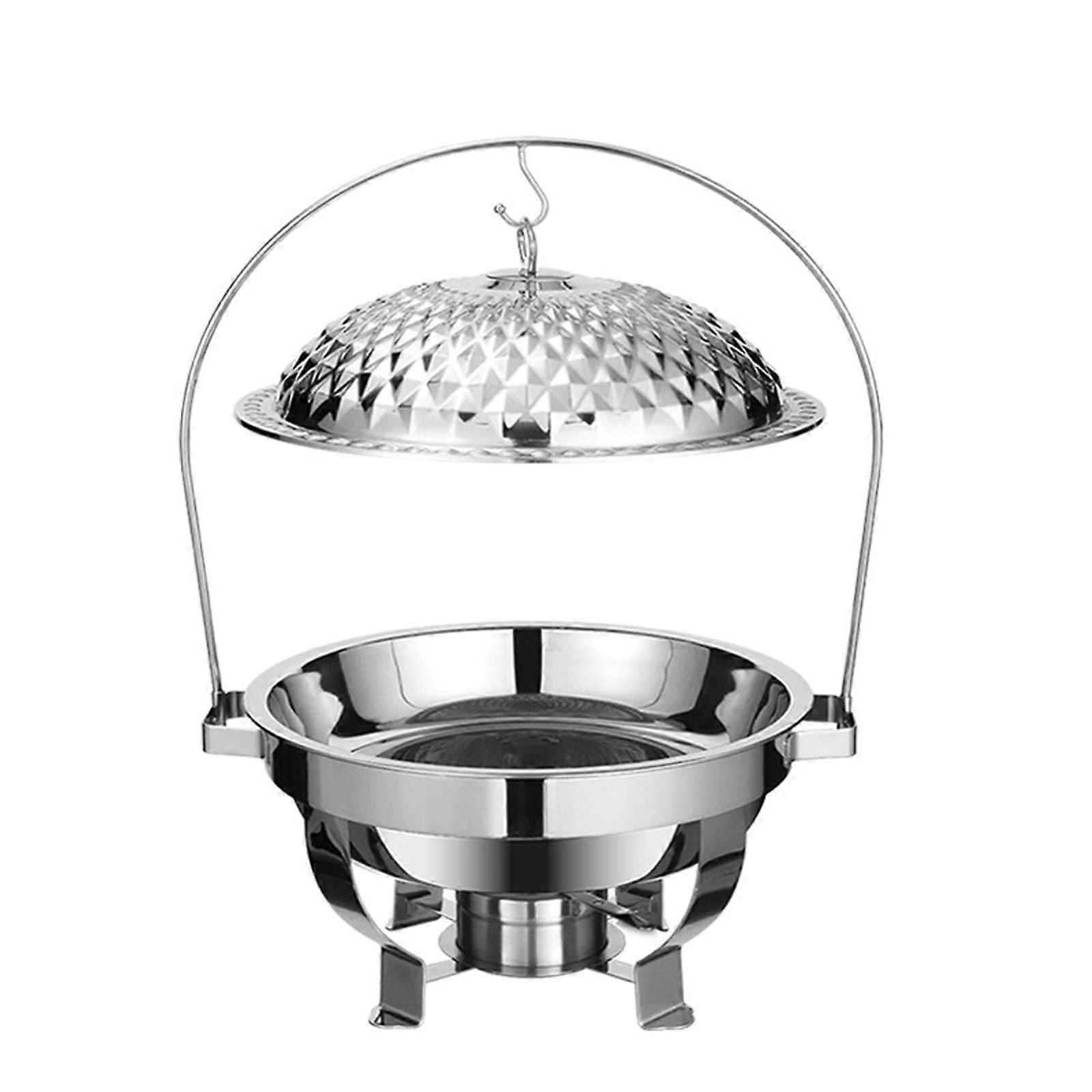 Catering Buffet Warmer Set, Chafing Dish with Hanging Cover, Portable Stainless Steel Food Warmer (Silver, 4.5L)