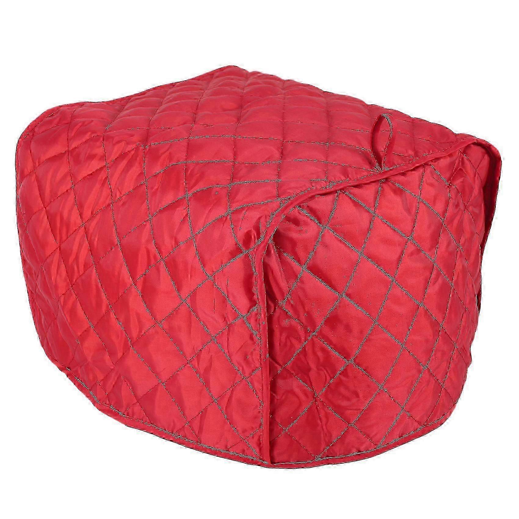 Dust-Proof Cover for Four Slice Toaster - Quilted Red Polyester Appliance Protector to Keep Your Toaster Clean