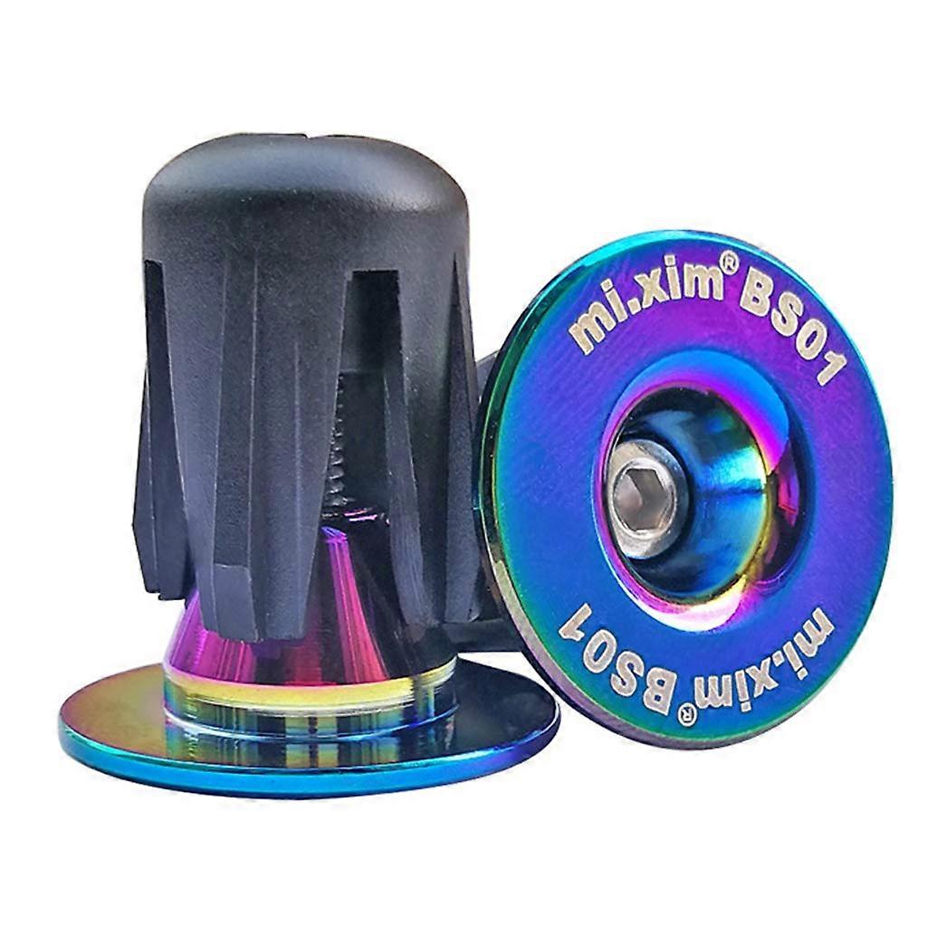 1 pair of aluminum bicycle handlebar grips, end plugs for handlebars