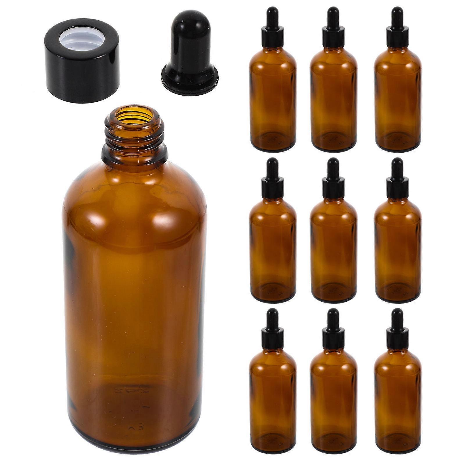 Small Glass Bottles Empty Makeup Containers Portable Design 100ml Dark Brown 10Pcs