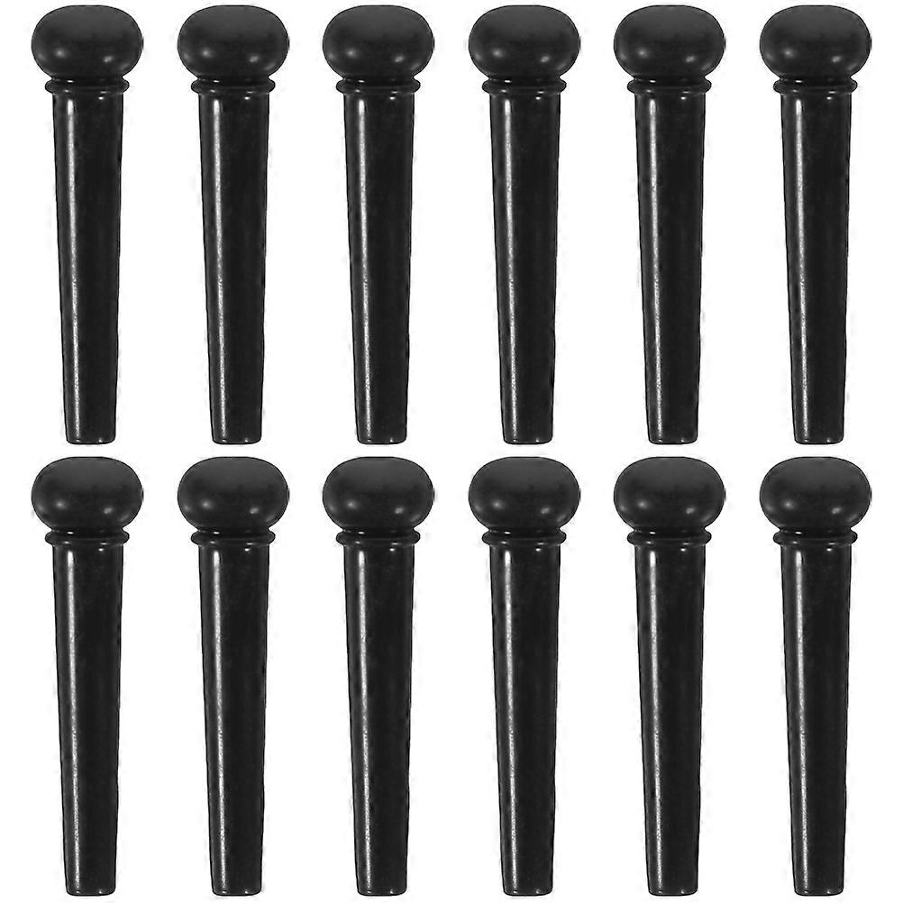 String Vibration Bridge Pins Guitar Supplies For String Replacement Cylindrical Shape Black 12Pcs