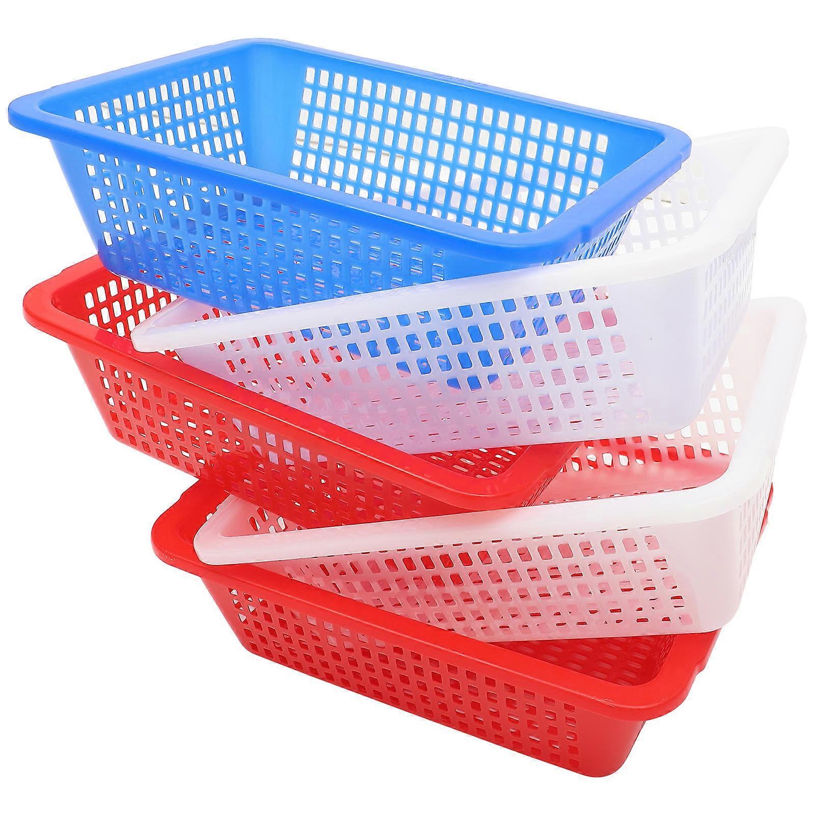 5 Pack Thickened Plastic Drain Baskets – Lightweight Storage Containers for Home, Kitchen, Office – Multipurpose Fruit Holder & Organizer for