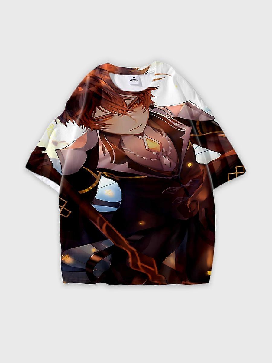 T-shirt round neck Role Pattern loose short sleeve D227