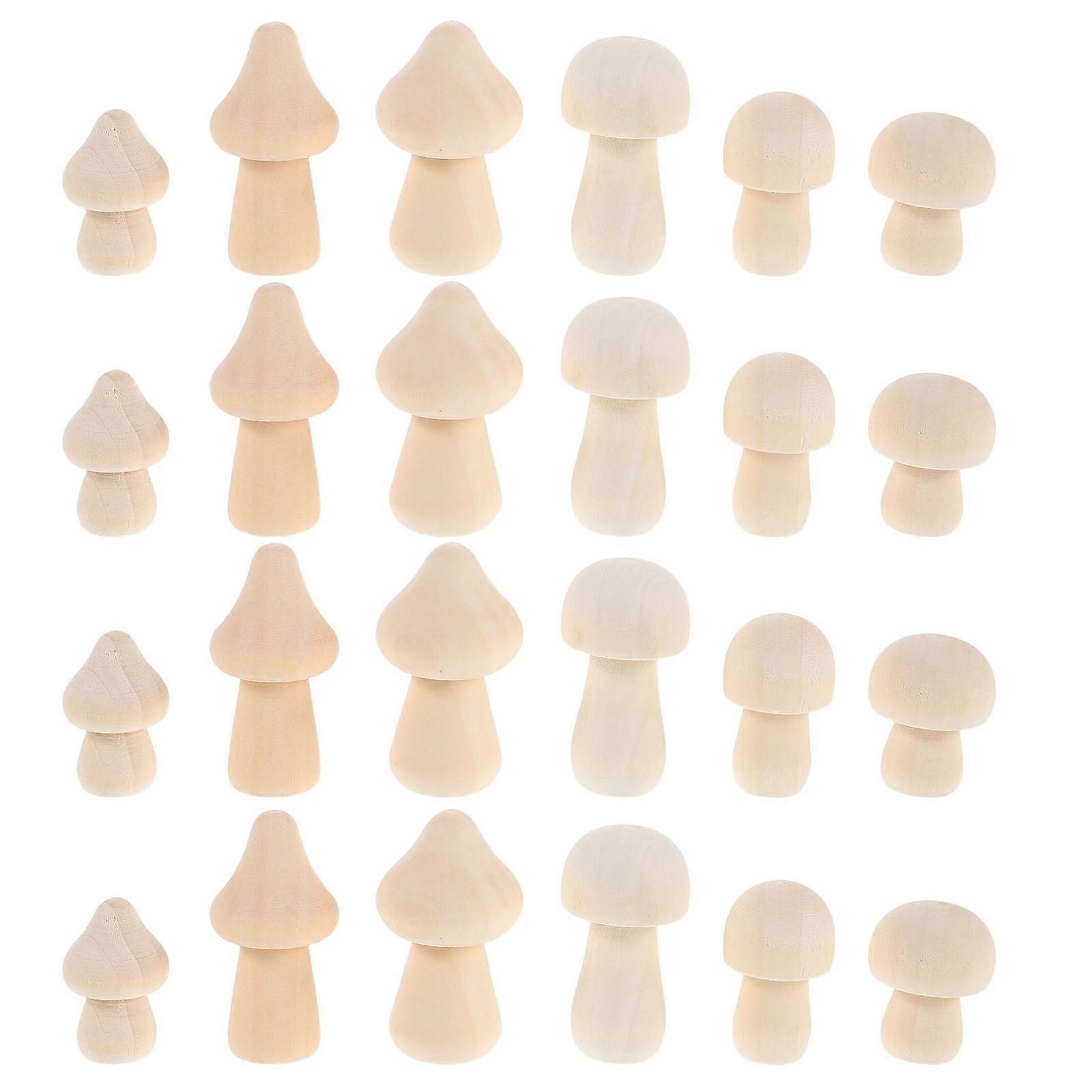 42pcs Unfinished Wooden Mushroom Miniatures for DIY Painting – Unpainted Craft Figures for Home, Office & Bookshelf Decor