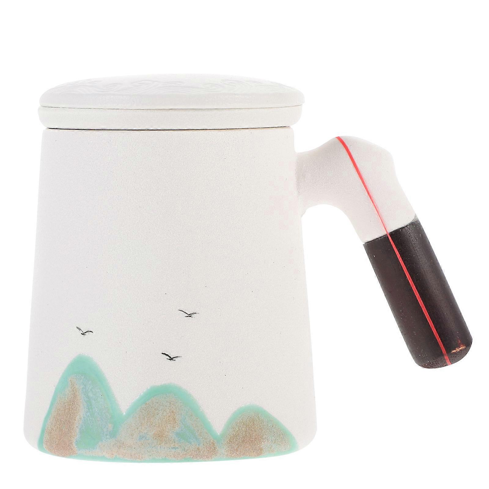 Ceramic Tea Cup with Infuser for Storage White Color Practical and Safe to Use 1 Set