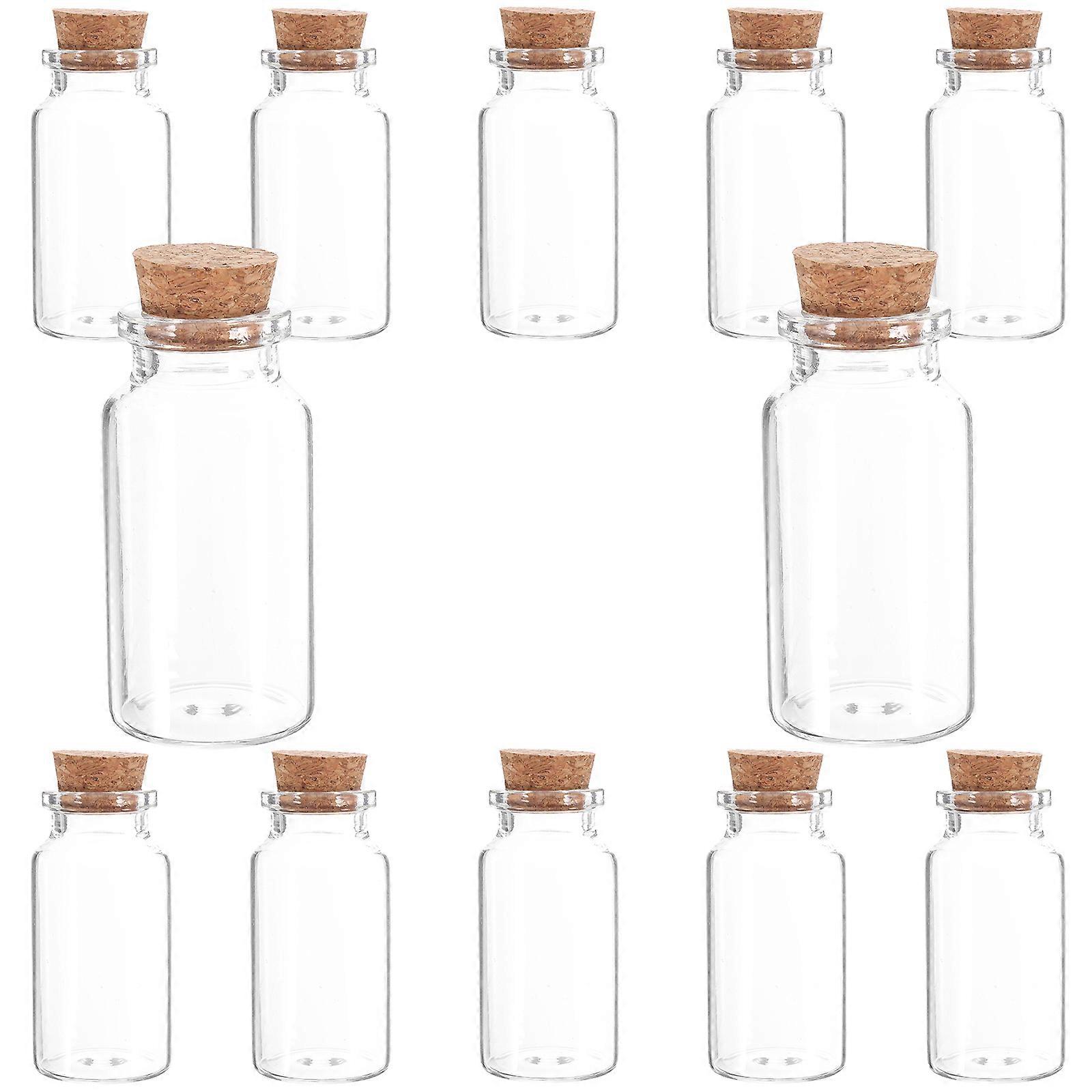 Mini Glass Jars with Lids Made of Glass and Oak for Storage Use Clear Transparent Small Bottles with Cork 12pcs