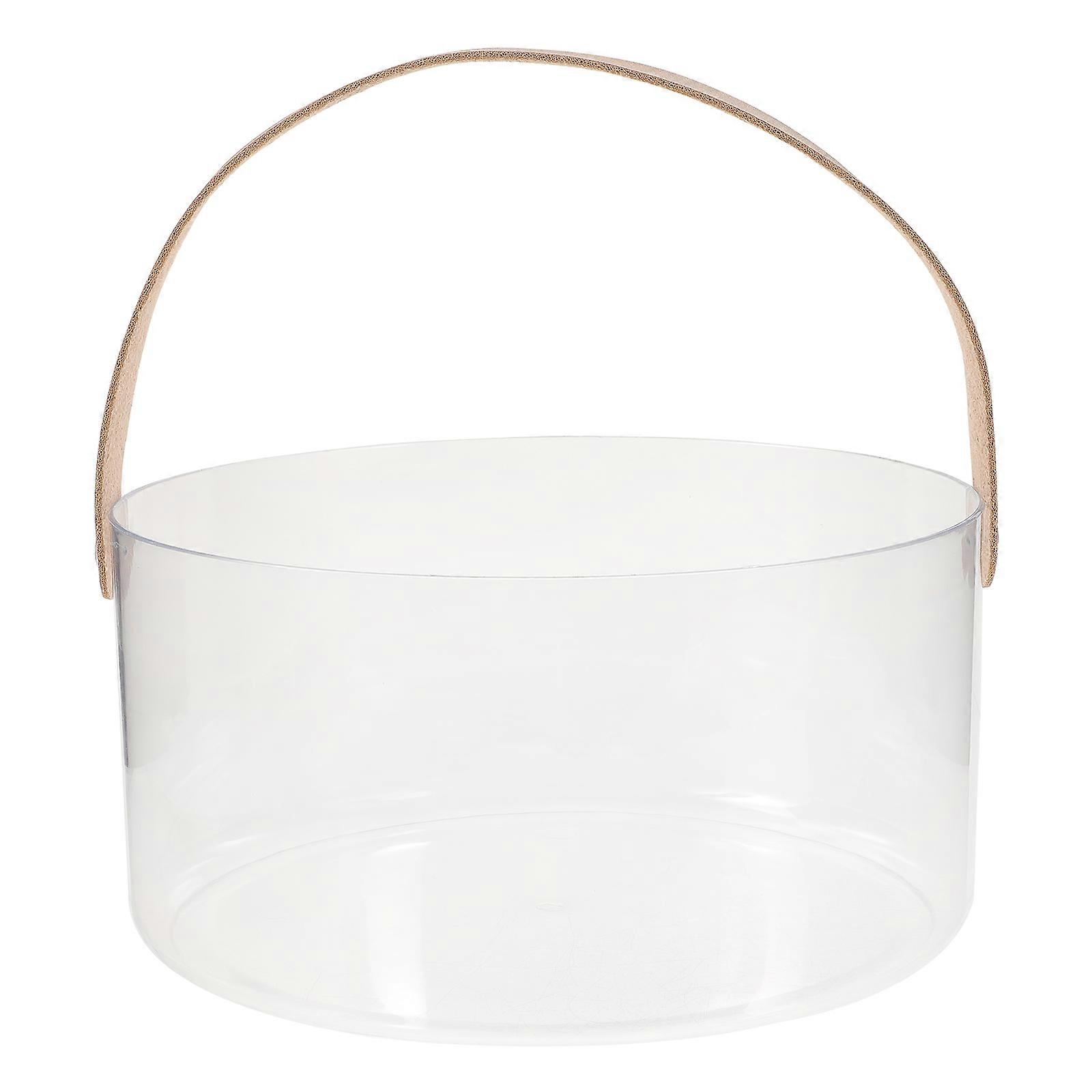 Transparent Plastic Ice Storage Barrel with Handle for Home and Party Use 7.5 x 10.2 Inches