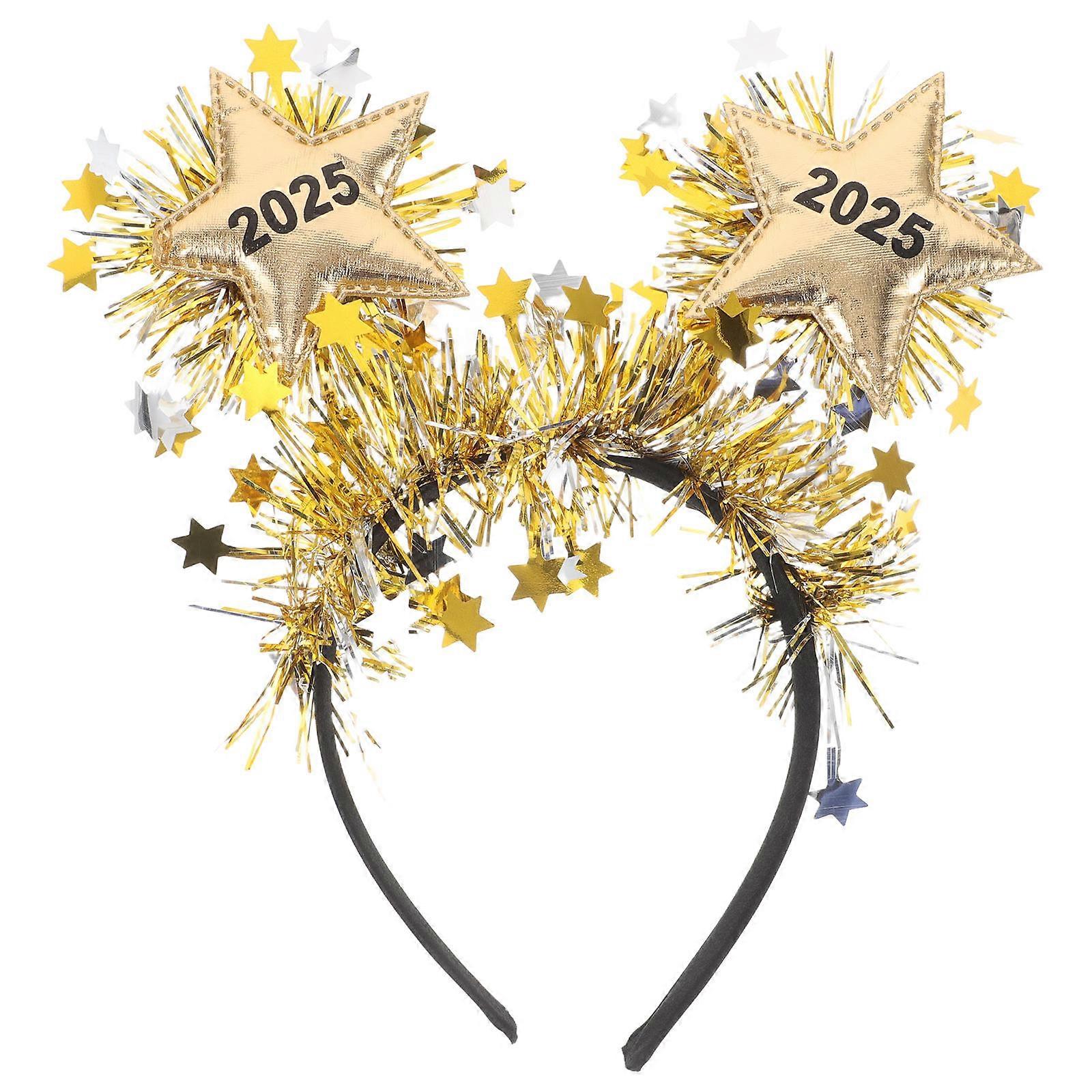 Golden Plastic Headband with Unique Design for Decor and Parties 2025 New Year Hair Accessory