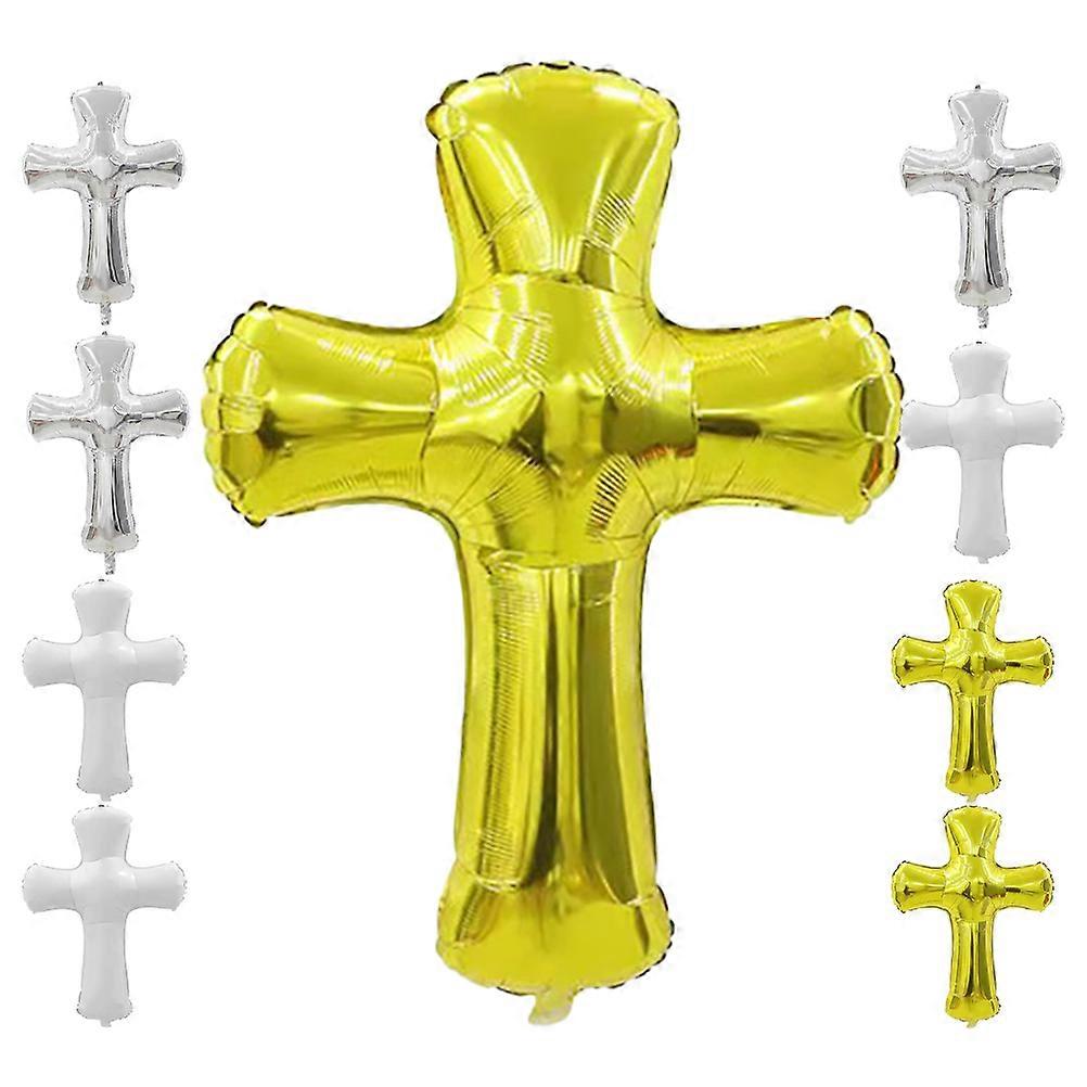 Assorted Color Cross Shape Balloons for Baptism Party Decorations Made of Durable Aluminum Foil 9pcs