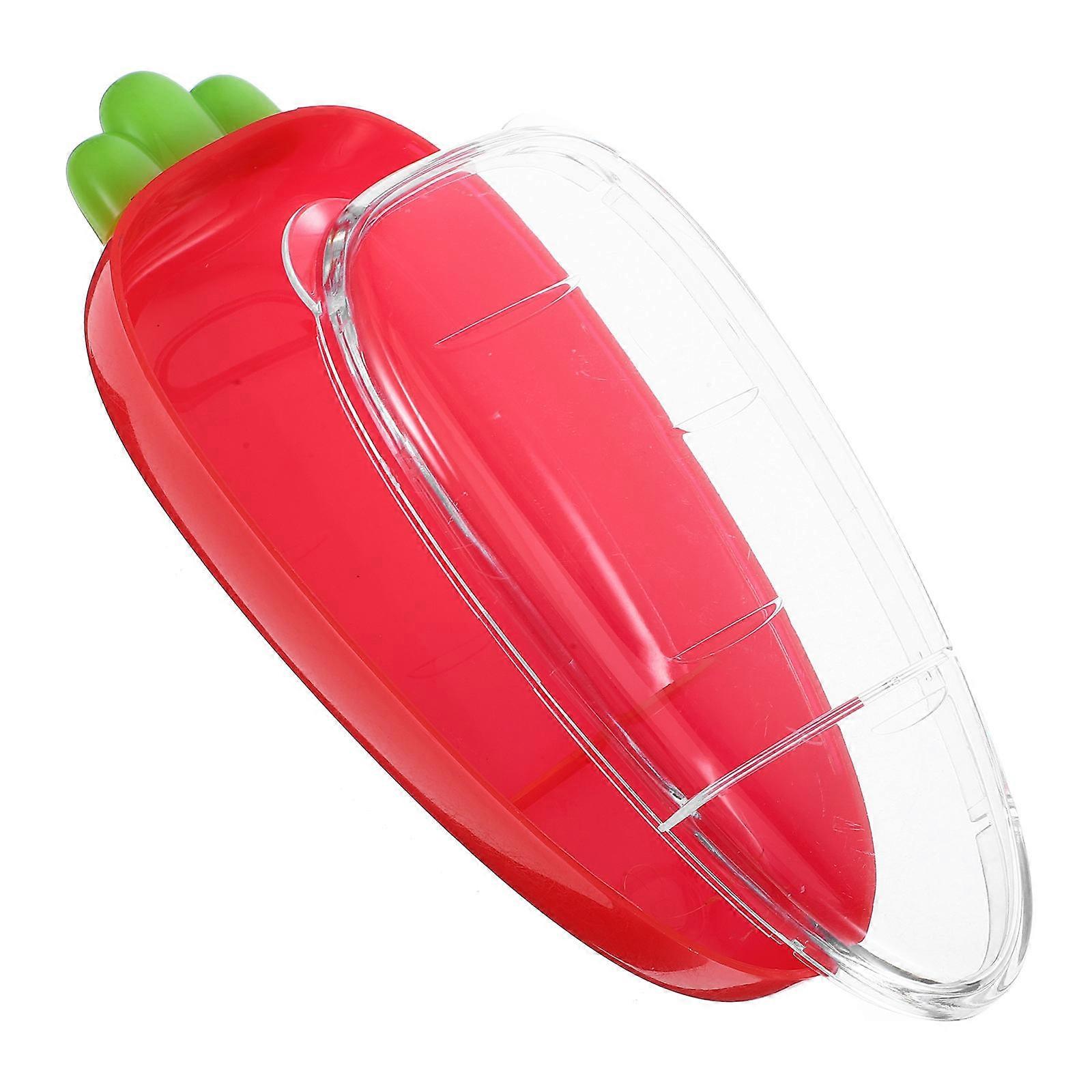 Red Divided Veggie Tray with Lid for Storage Use Made of ABS Design