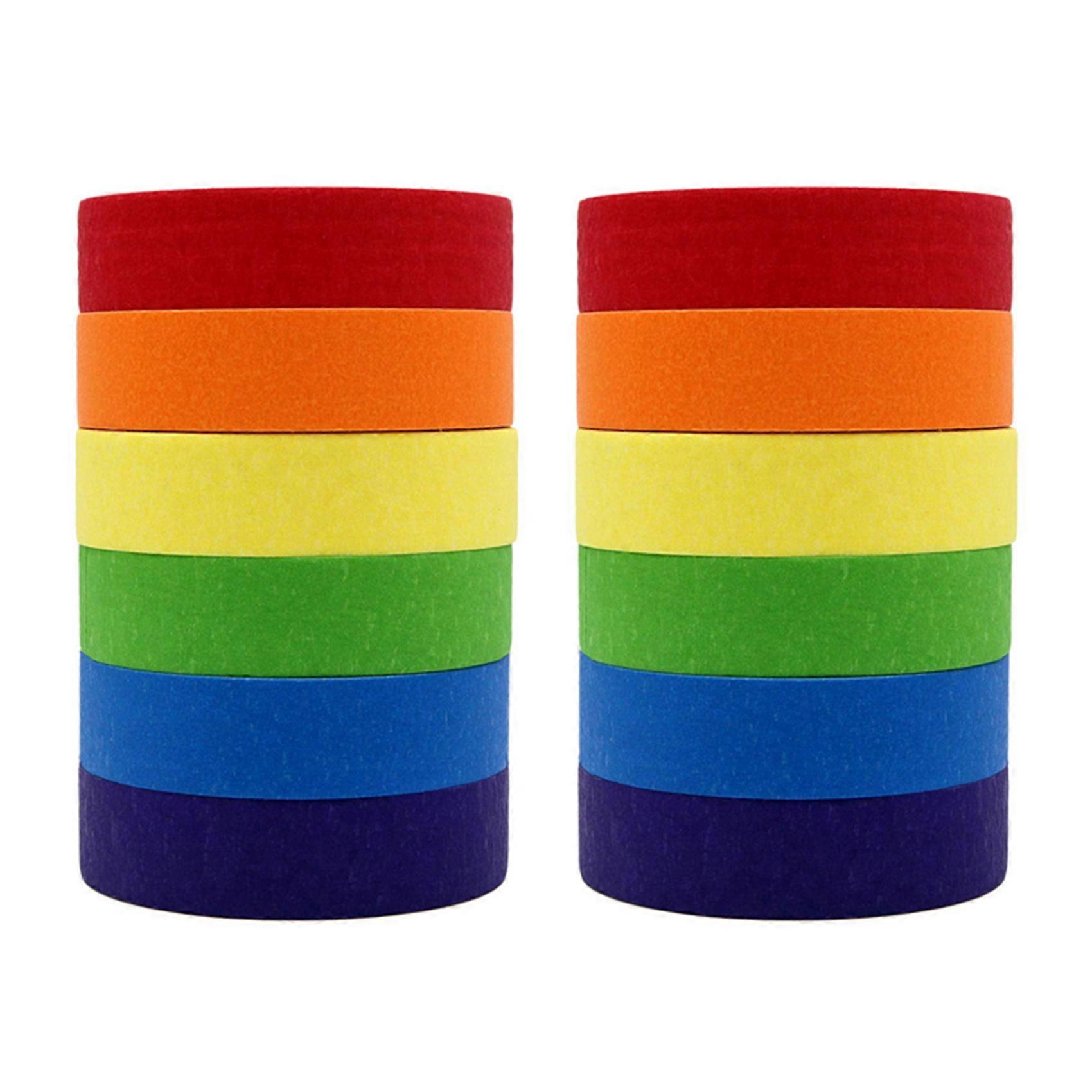12X Colored Masking Tape,Colored Painters Tape for Arts and Crafts, Labeling or Coding - 6 Different