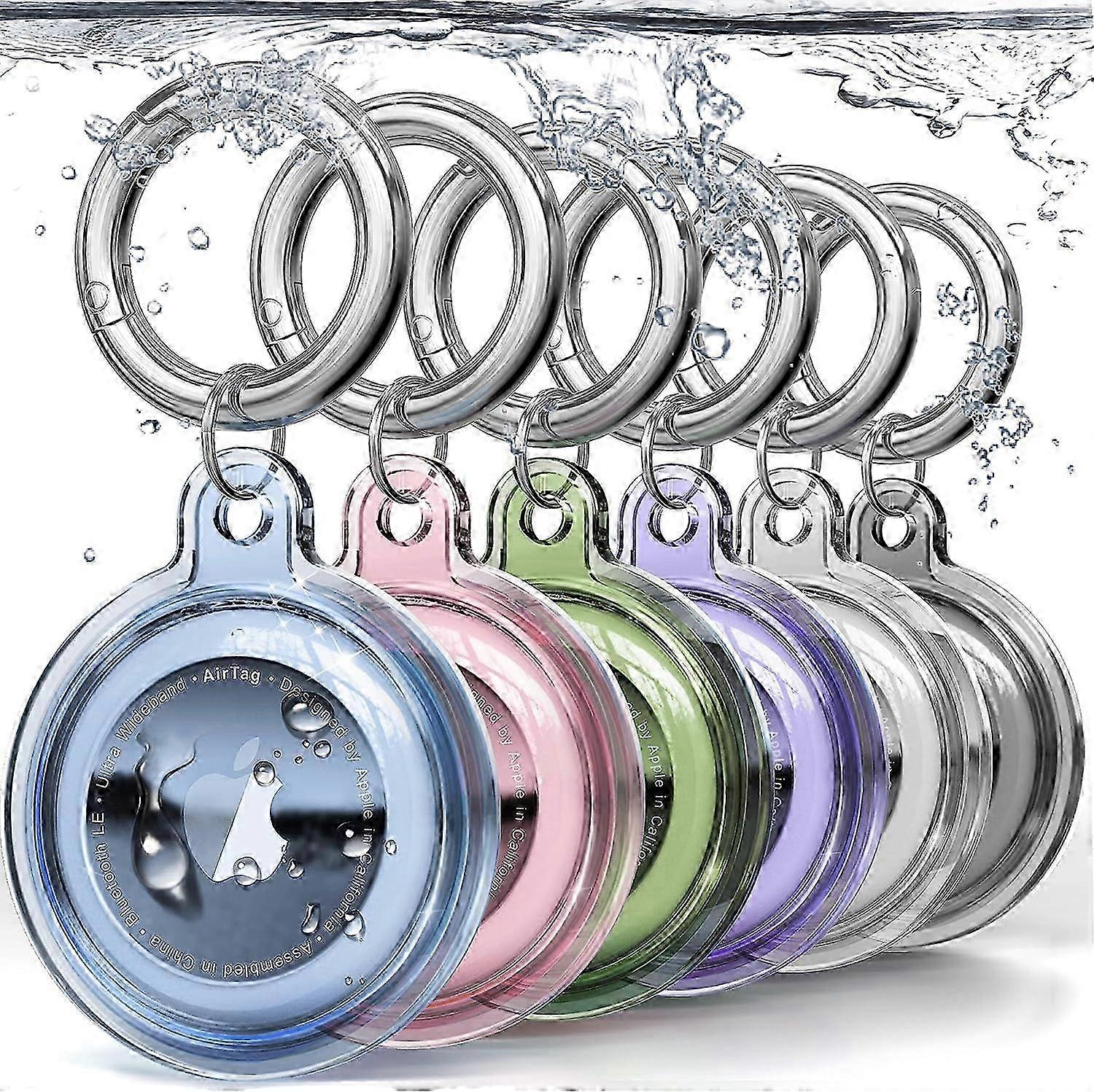 IPX8 حامل Airtag مقاوم للماء ، 6 عبوات من Apple Airtags مع سلسلة مفاتيح ، حقيبة AirTag للأمتعة ، طوق ، مفاتيح ، مضاد للخدش ، معيار كامل متعدد الألوان S