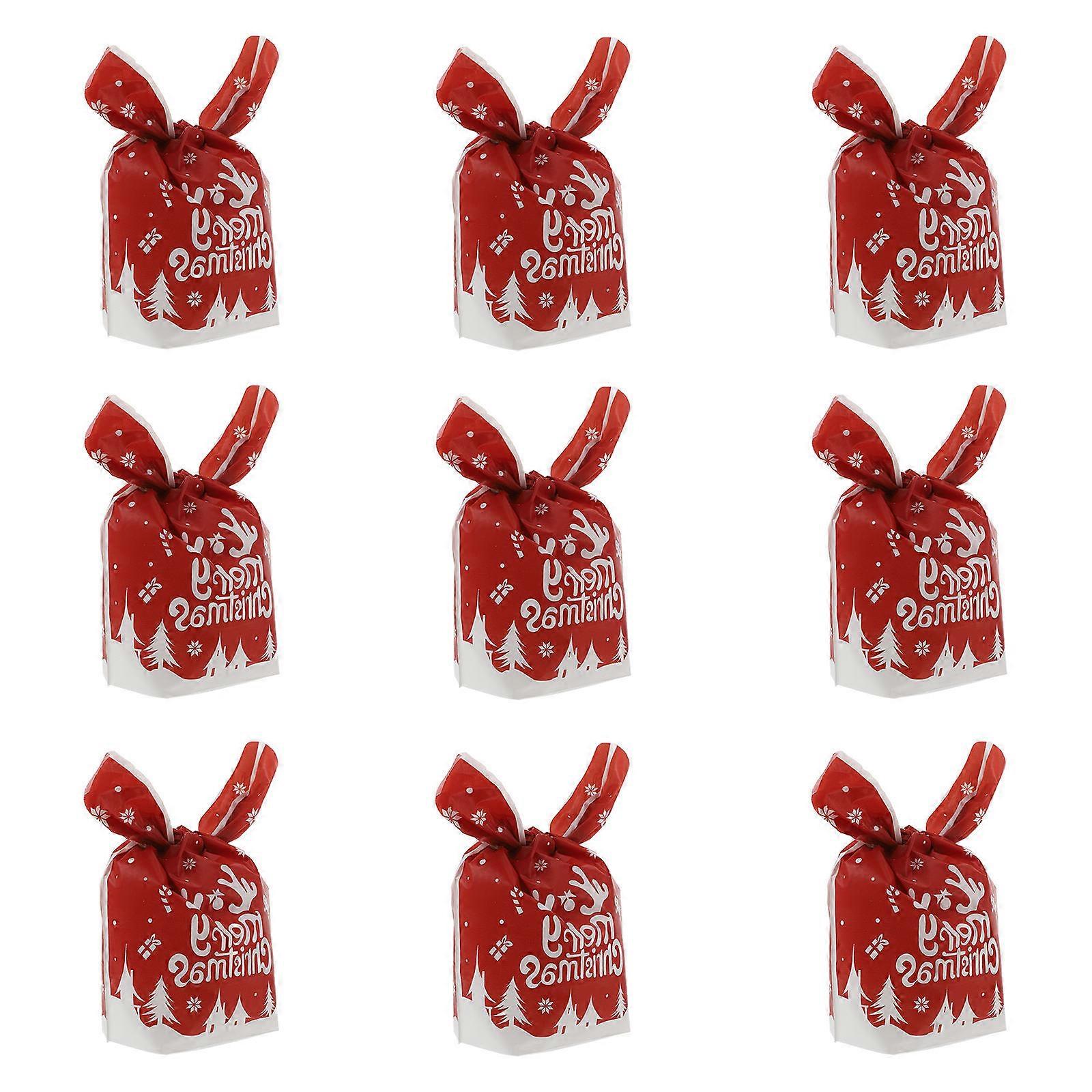 50Pcs Christmas Bunny Ears Snowflake Goodie Bags For Children And Party Hosts Storage 23X14Cm