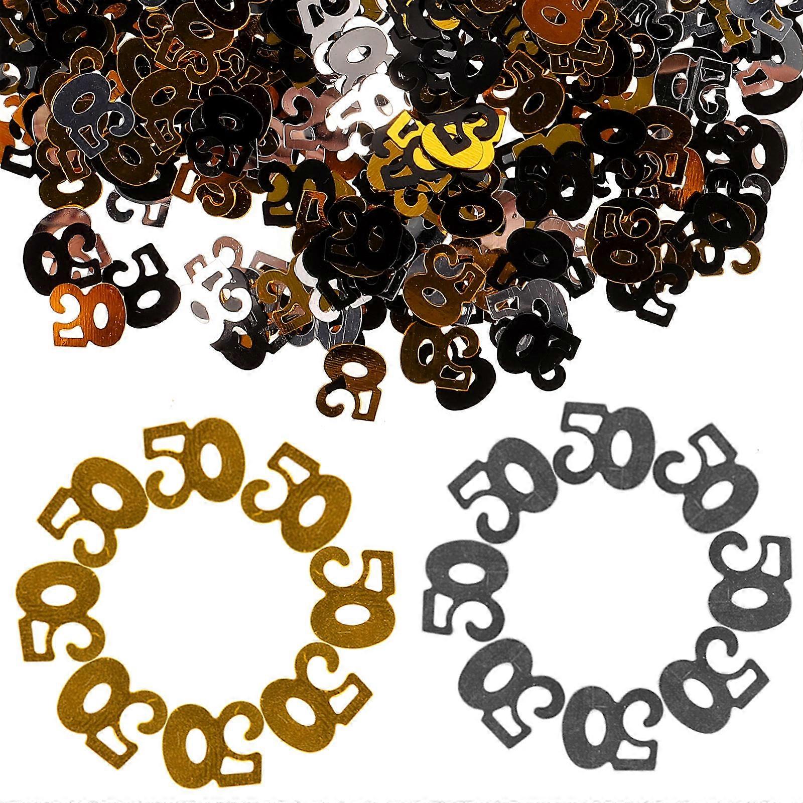 Table Confetti 1200Pcs Number 50 Size 1.2 X 1 X 0.1Cm Square Sequins for Unique Birthday and Anniversary Party Themes