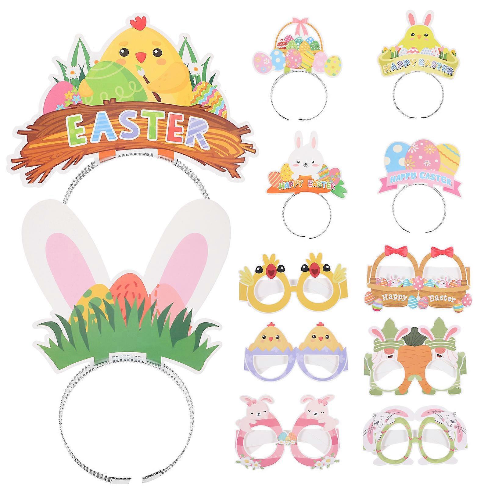 12Pcs Creative Eyewear Easter Themed Glasses Frame And Headband For Kids And Adults In Colorful Design Perfect For Easter Parties