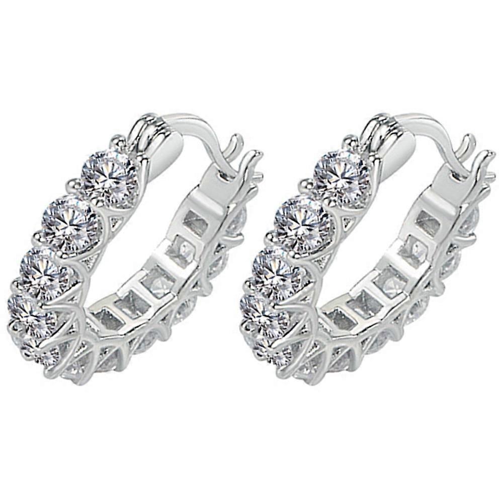 1 Pair Small Loop Earrings Sparkly Zircon Dangle Loop Earrings Fashion Accessory