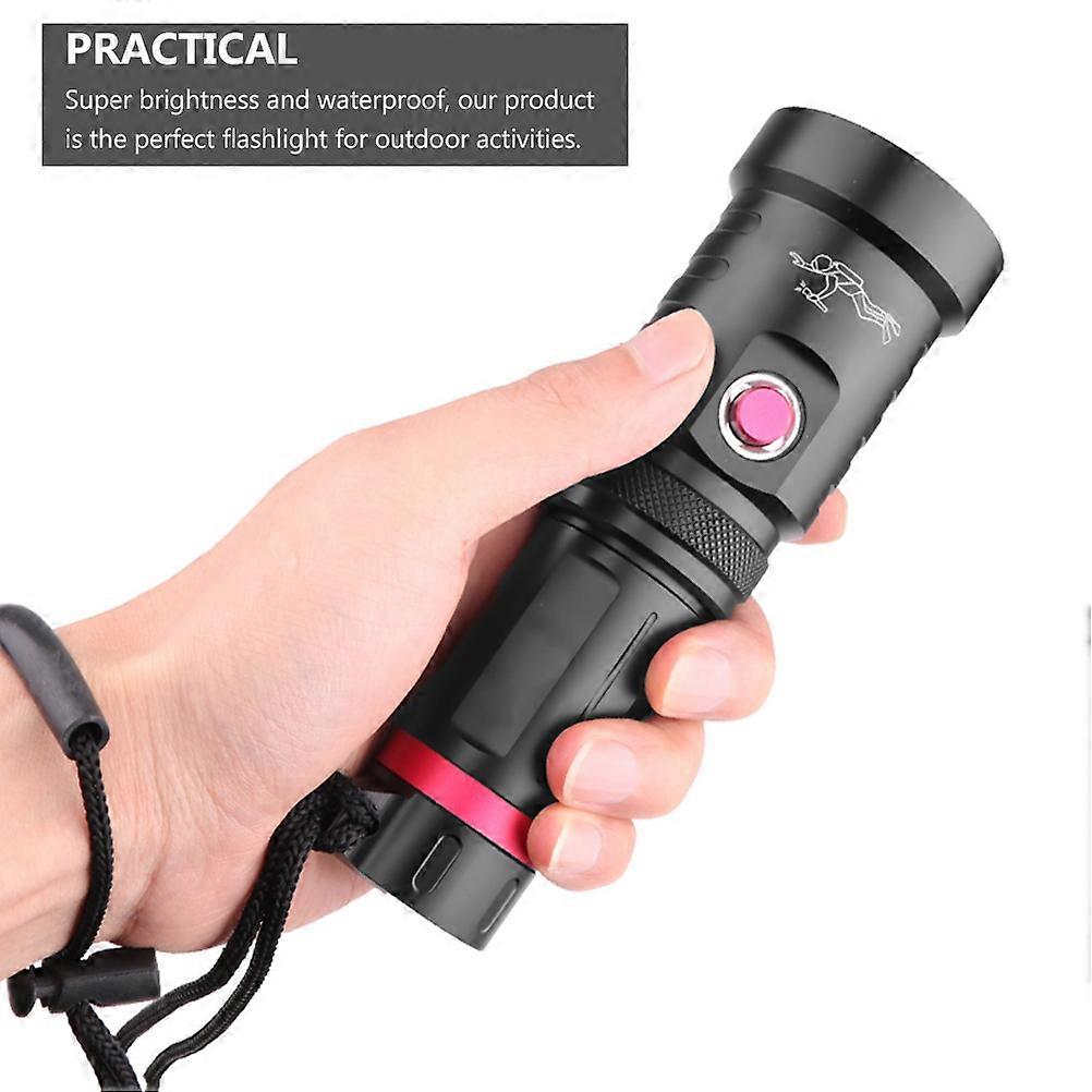Outdoor Flashlight Waterproof Flashlight 15.3x5x3.5cm Black 1Pc
