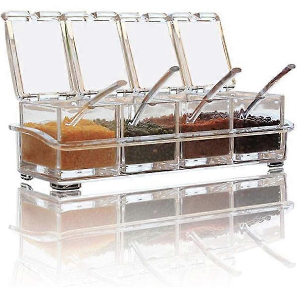 Clear Spice Jar, 4 Pieces Clear Spice Storage Containers