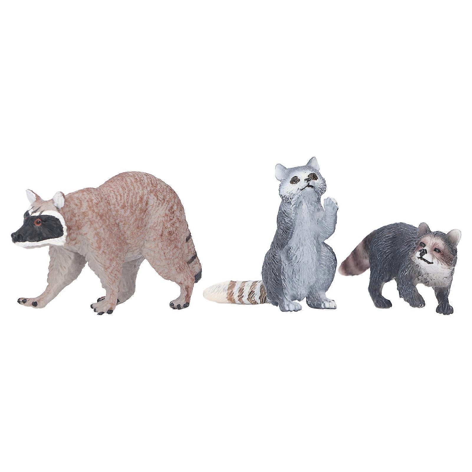 3 Pcs Raccoon Model 3 Year Old Children's Mini Simulation Static Forest Animal Raccoon Model Desktop Decoration Toys