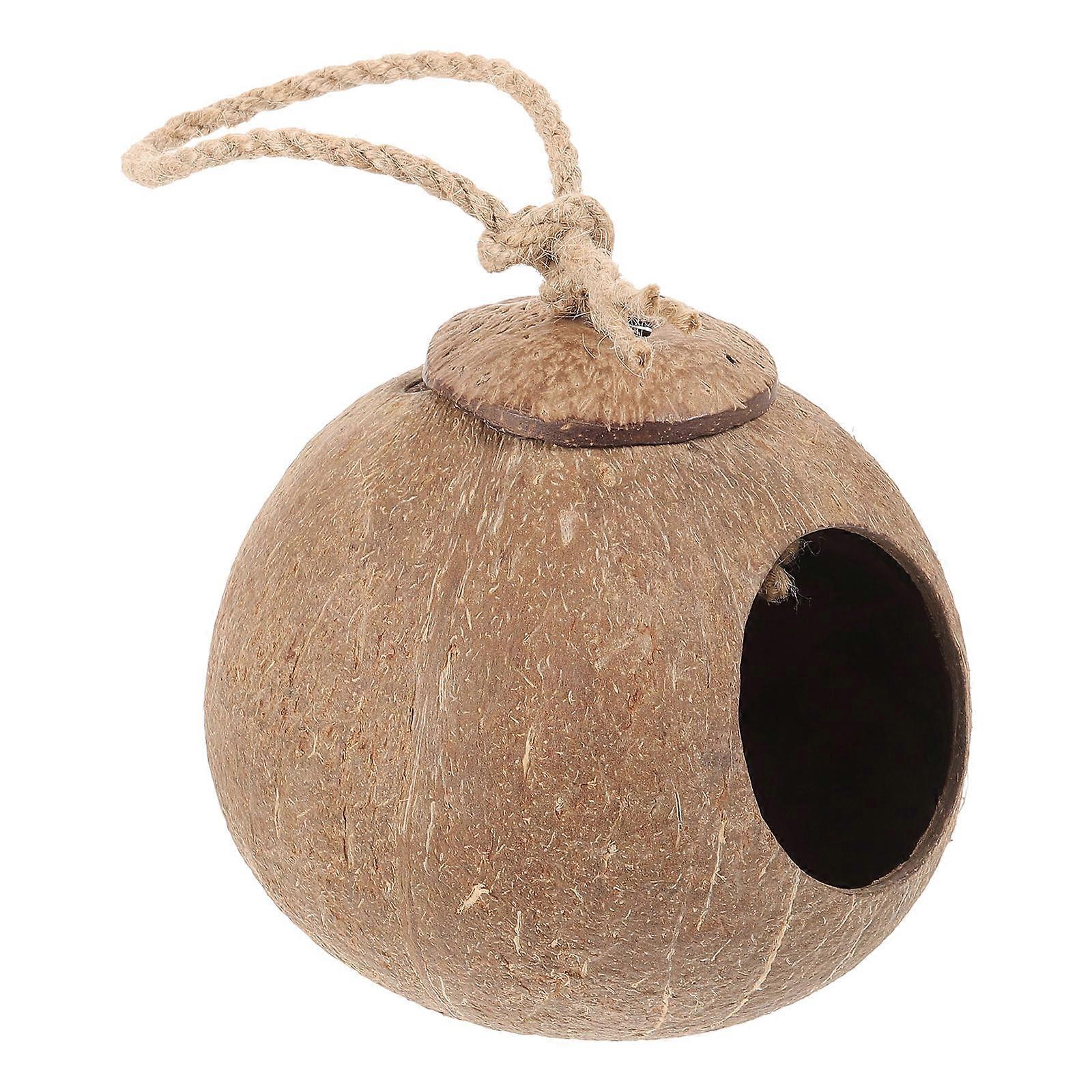 Natural Coconut Shell Bird Nest Parrot Perch Swing Hanging Hammock Bed for Various Parrot Breeds – Meticulously Crafted for Comfortable Rest, Play,