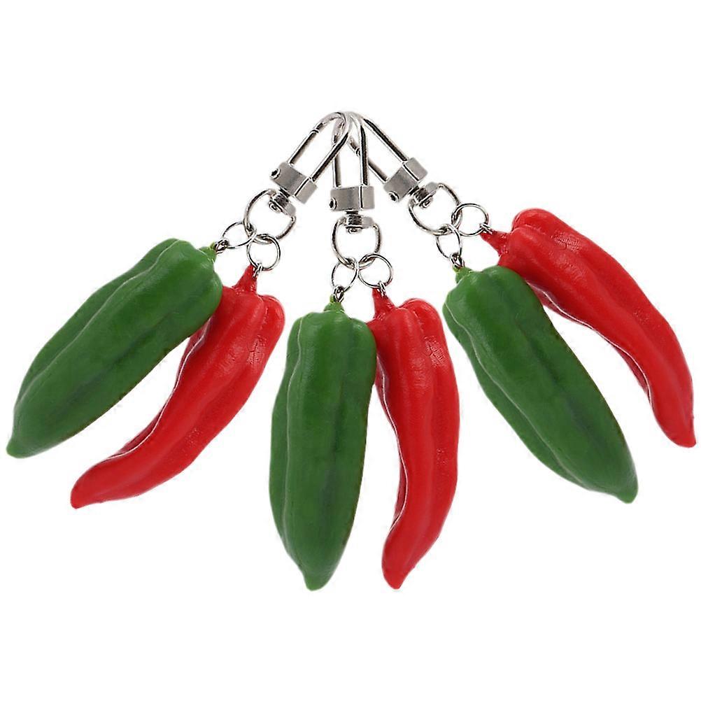 Pepper Shaped Keychains with Vibrant Colors for Decorative Party Favors and Gifts 3pcs