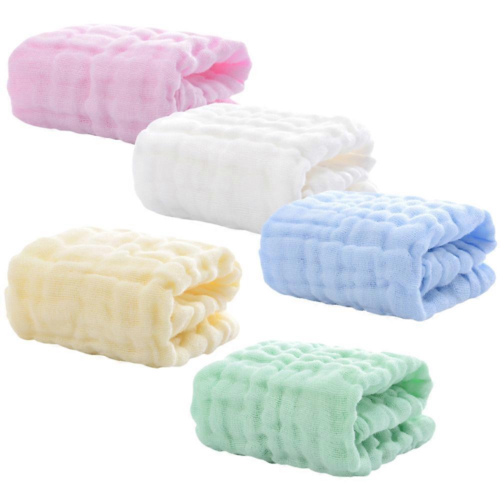 5pcs Soft Cotton Burp Towels, Multi Layer Handkerchiefs, Machine Washable for Teething Newborns
