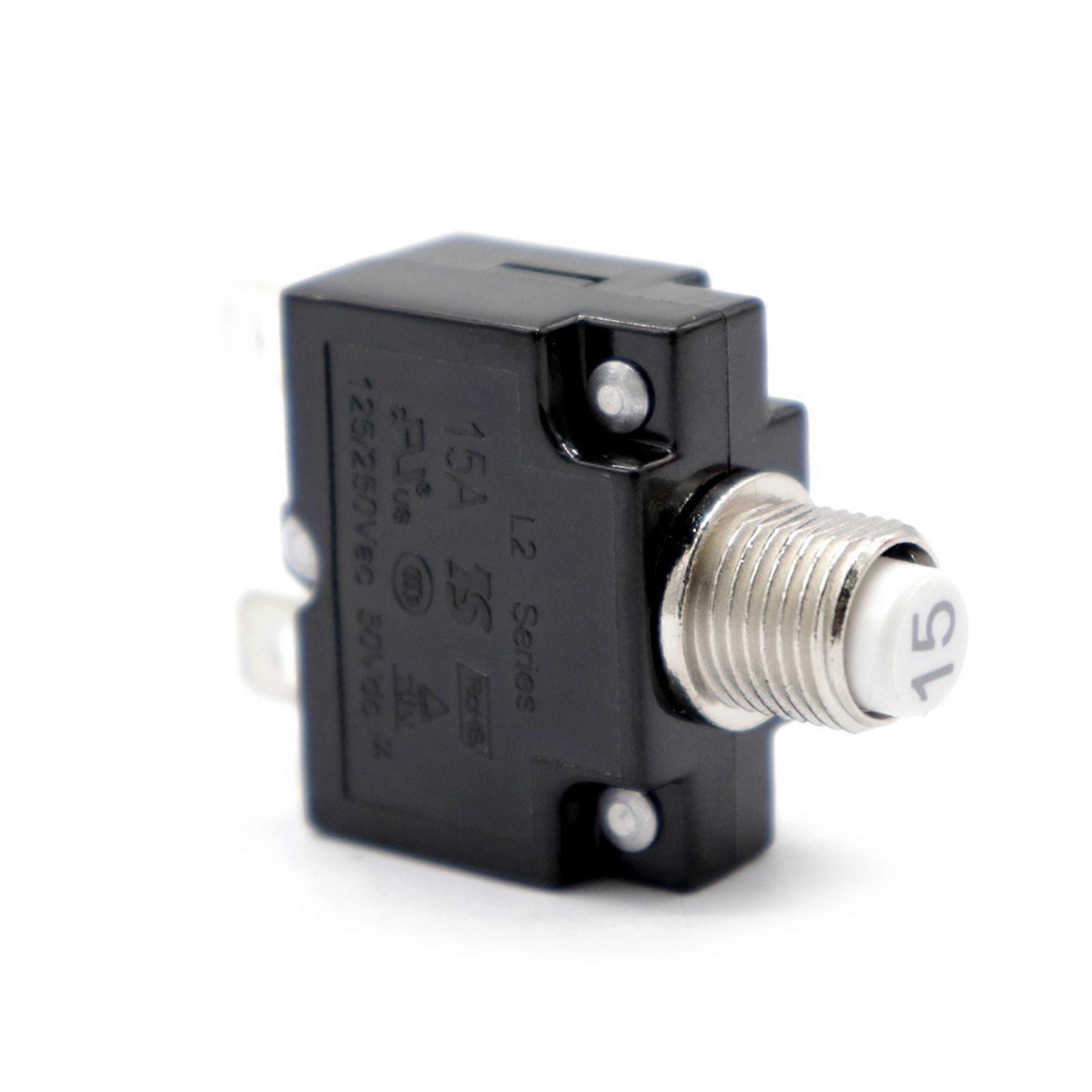 AC 125/250V 15A Reset Thermal Switch Overload Protector Black