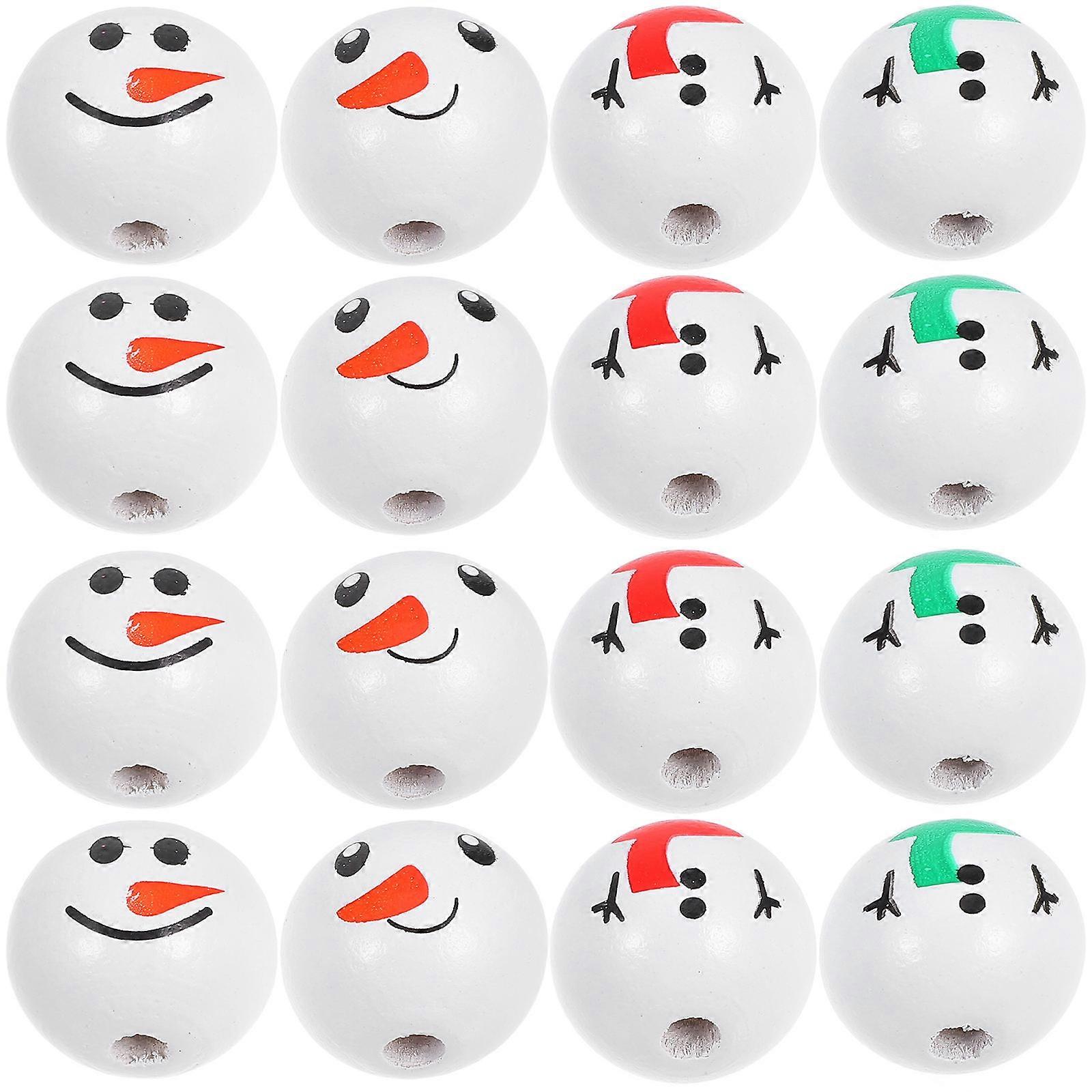 Wooden Snowman Beads Set – 40pcs DIY Christmas Ornaments with Red & Green Scarf Designs for Garland, Jewelry Making, and Festive Indoor Decor
