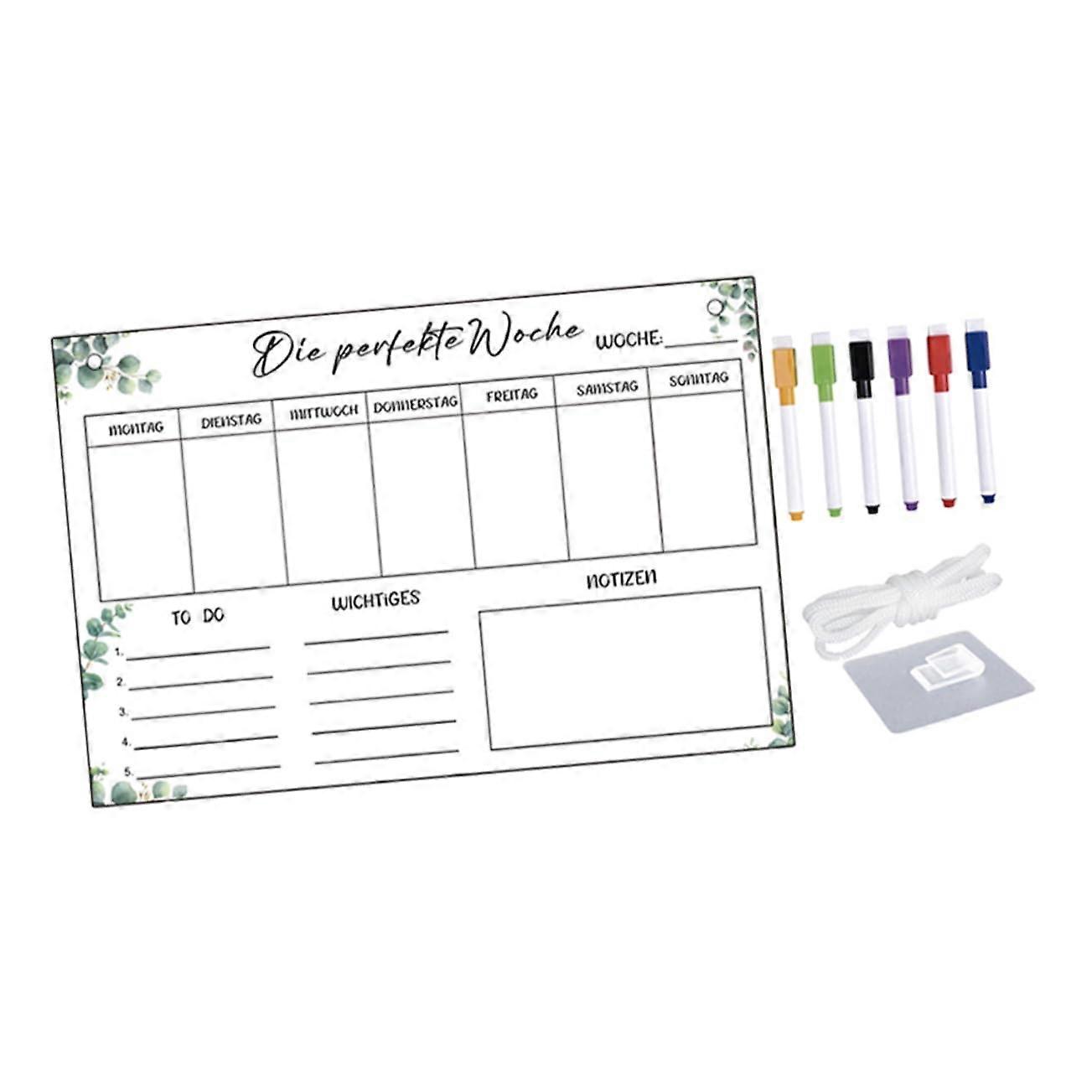 Erasable Notepad Acrylic Fridge Board Dry-Erase Wall Panel Weekly Planner Board Transparent Plastic