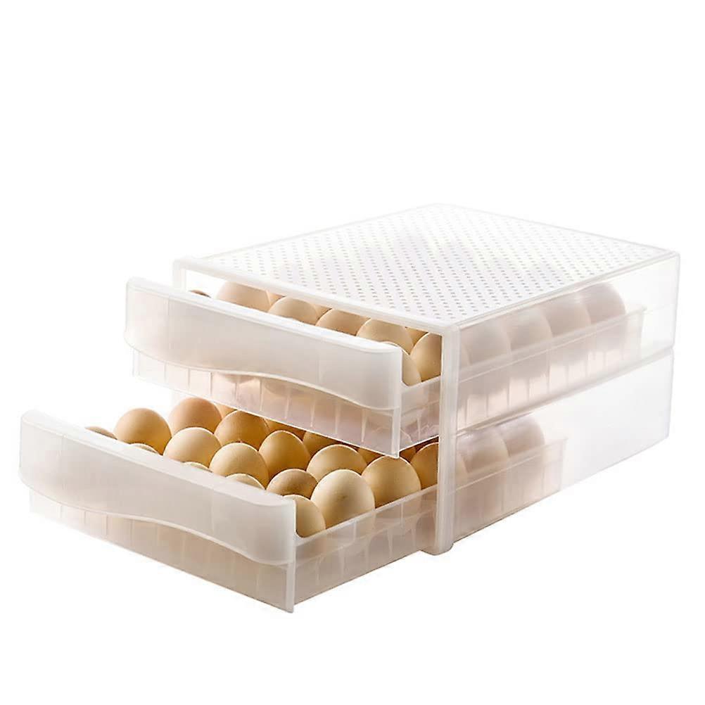 Egg Box Drawer Egg Container, 2-Tier 120-Egg Storage Box, Fridge Crisper Tray, Egg Holder