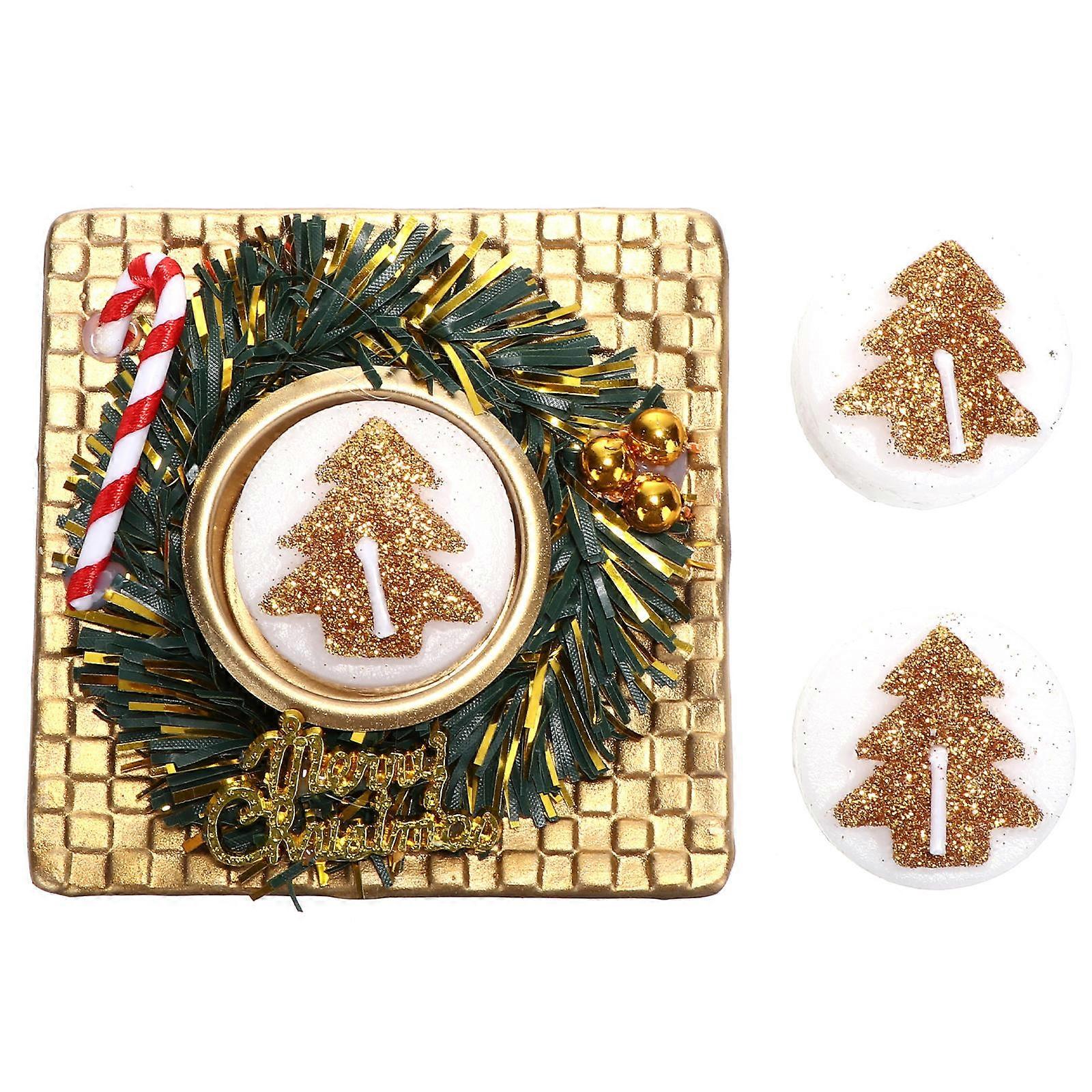 Decorative Christmas Aroma Candle In Xmas Tree Layout Designed For Christmas Ornaments In Golden Color To Create Romantic Atmosphere 1 Set