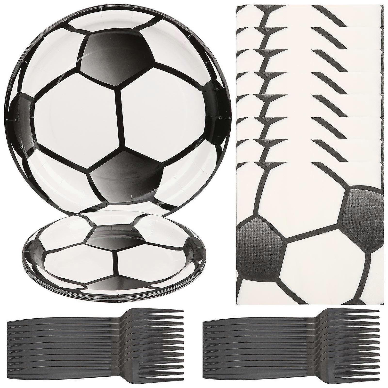 48Pcs Soccer Theme Set For Family Gatherings With Multi Color Paper And Napkins