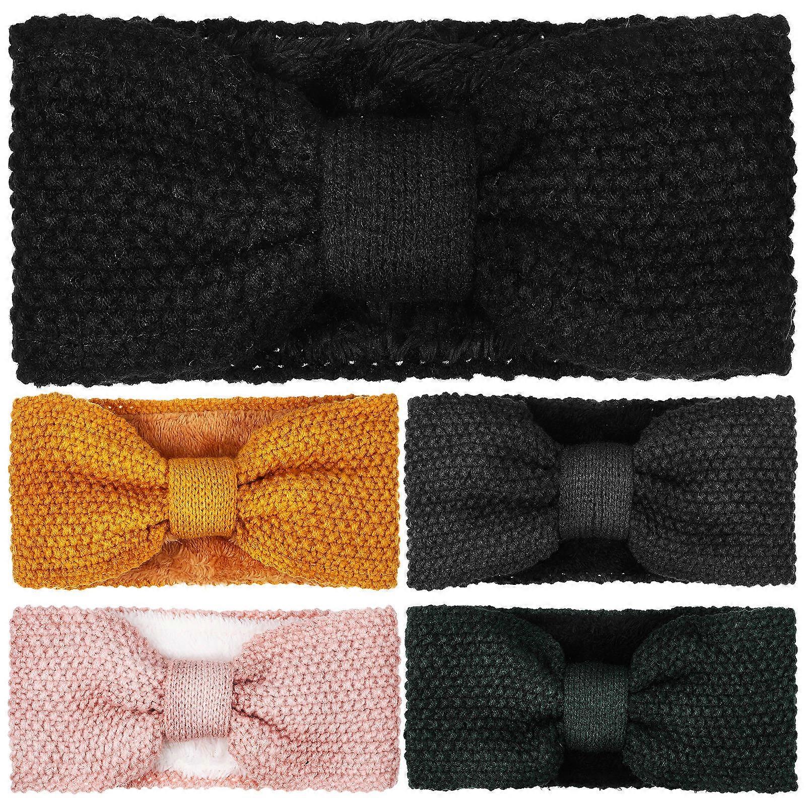 Knitted Knot Headbands with Elastic Band for Comfortable Daily Use 5 Pieces Assorted Color
