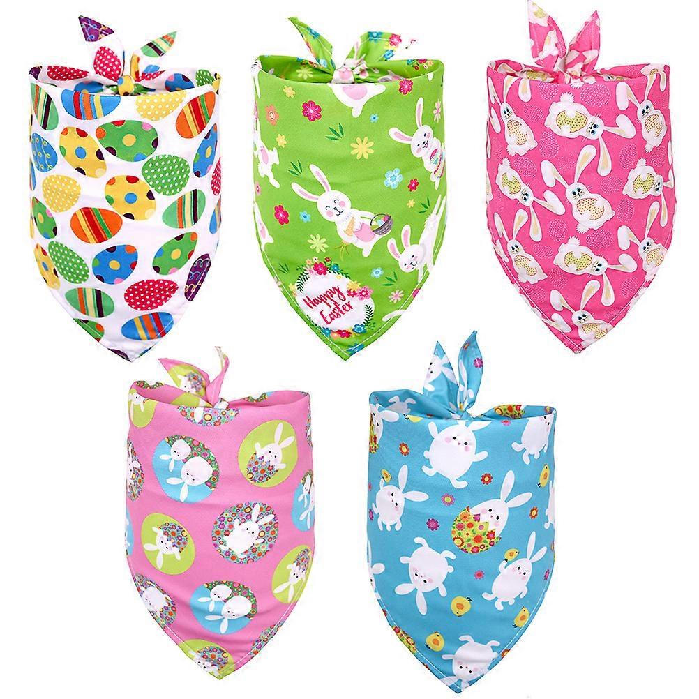 Durable Triangle Pet Scarf For Dogs 5Pack Festive Design Perfect For Easter Celebrations