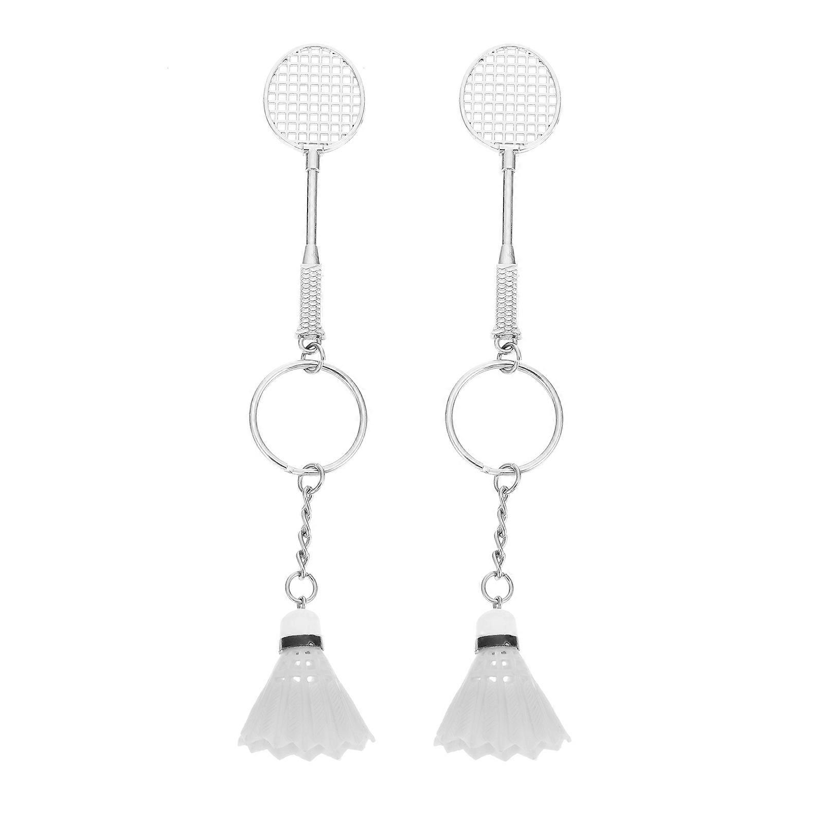 Badminton Ball Key Ring Mini Badminton Racket Key Chain for Decor 2Pcs