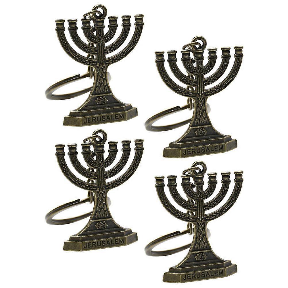 Dark Brown Metal Key Ring for Decoration Simple Design 4 Pieces 1.5 Inches