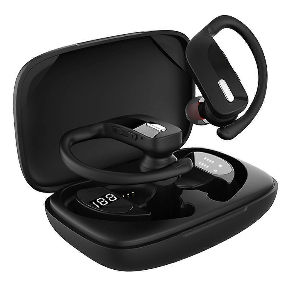 ワイヤレスイヤホンミニヘッドセット、マイクオーバーイヤーデザイン付きブラック高音質力強い低音